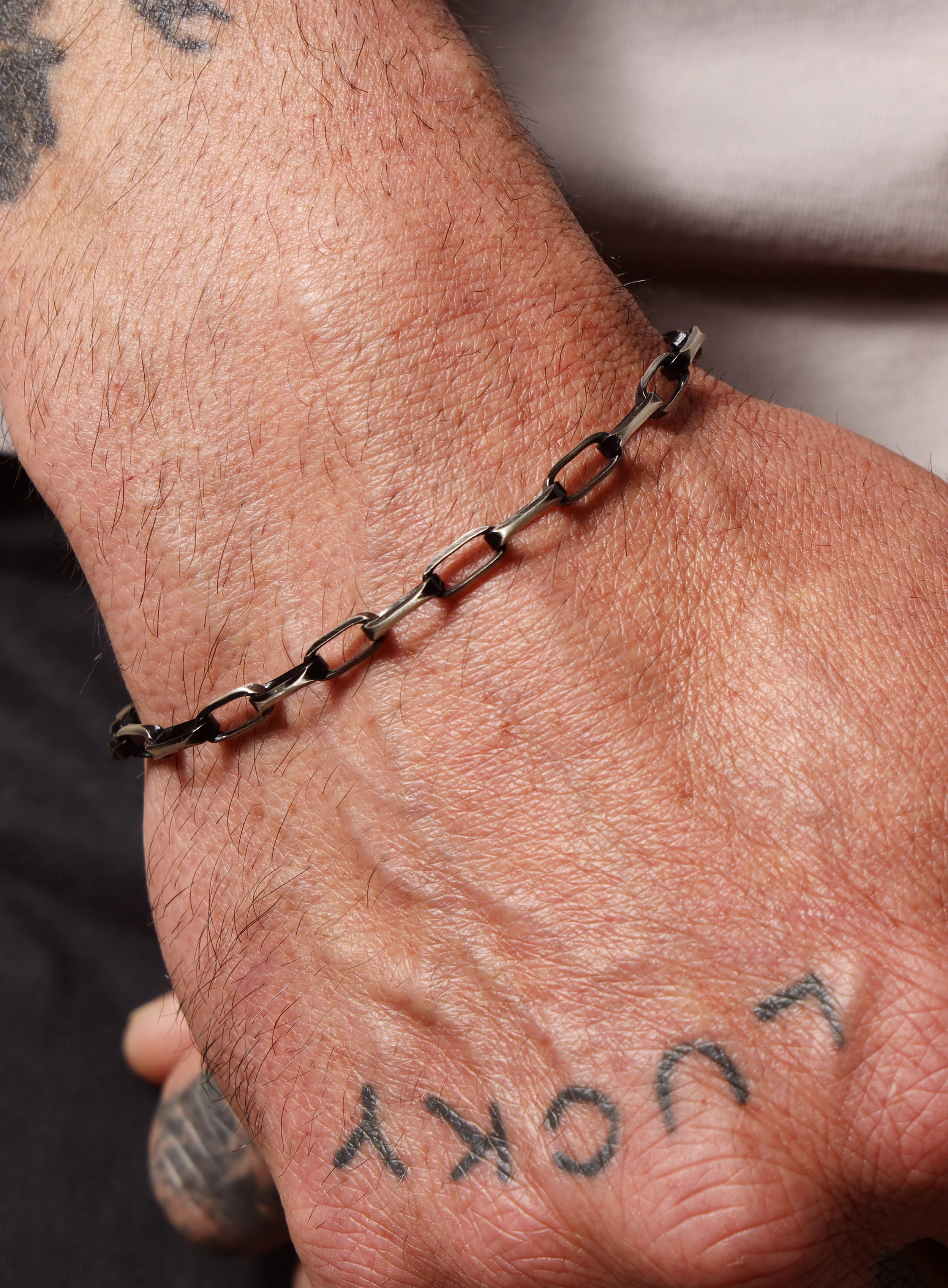 925 Sterling Silver with Black Titanium Combo Chain Bracelet for Men - Image 5