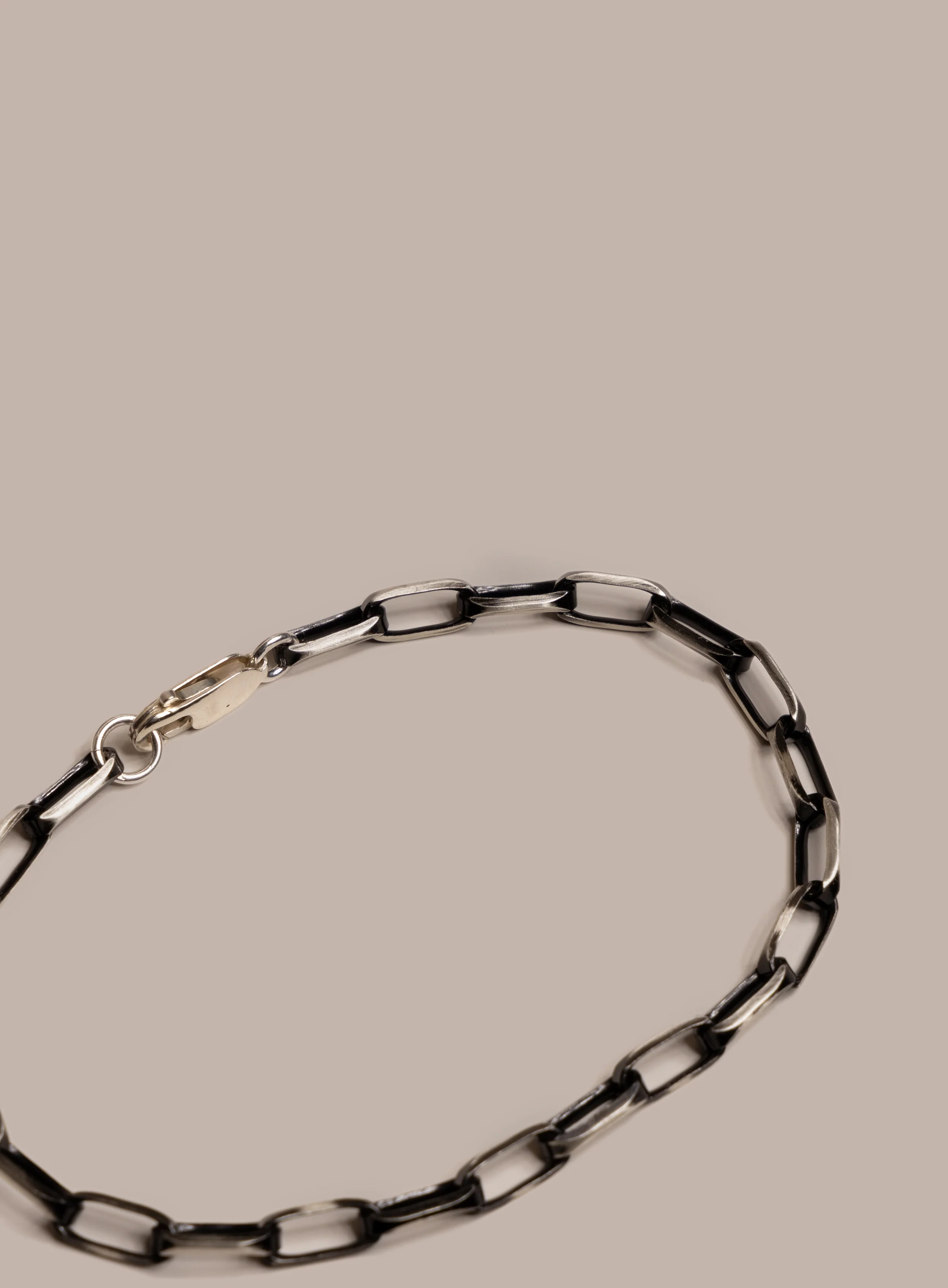 925 Sterling Silver with Black Titanium Combo Chain Bracelet for Men - Image 6