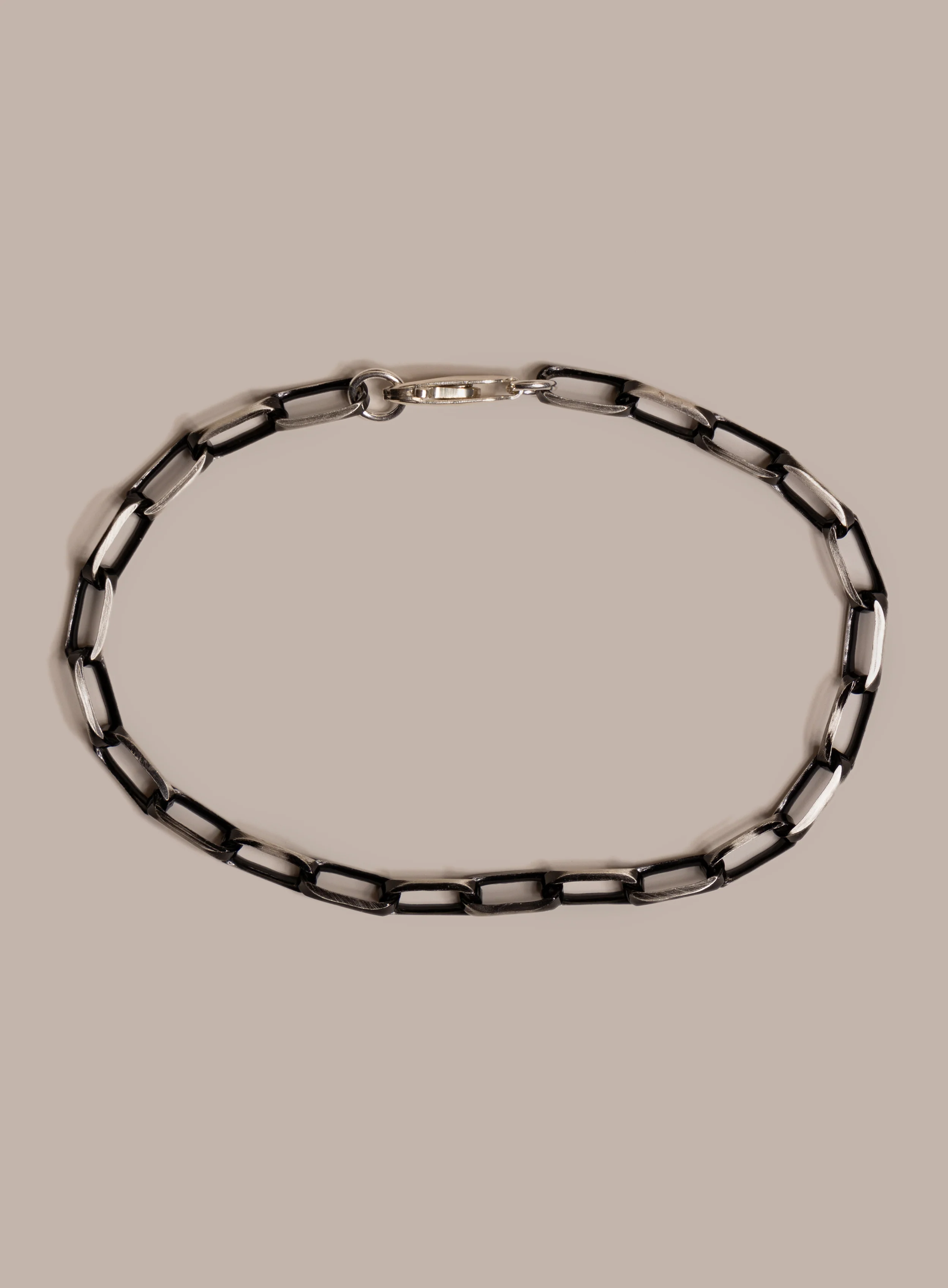 925 Sterling Silver with Black Titanium Combo Chain Bracelet for Men - Image 8