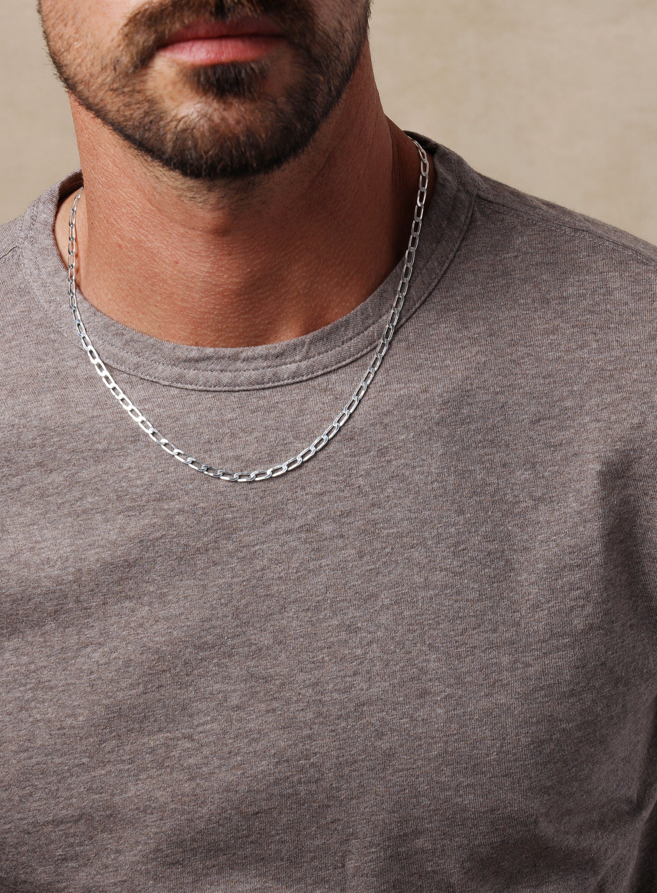 4mm 925 Sterling Silver Elongated Flat Oval Chain - Image 3
