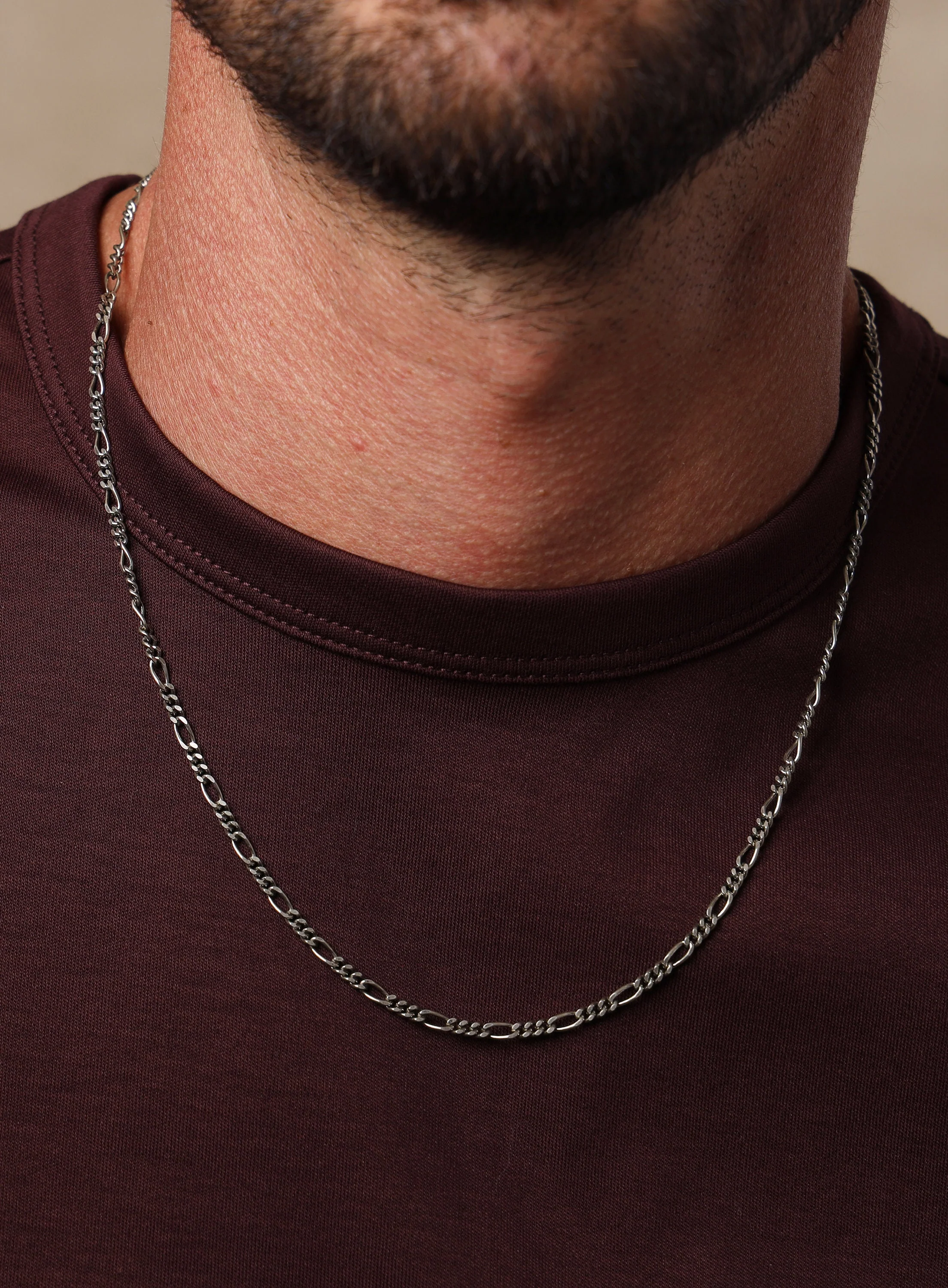 Oxidized Sterling Silver Cuban Links with Figaro Pattern Chain Necklace - Image 3
