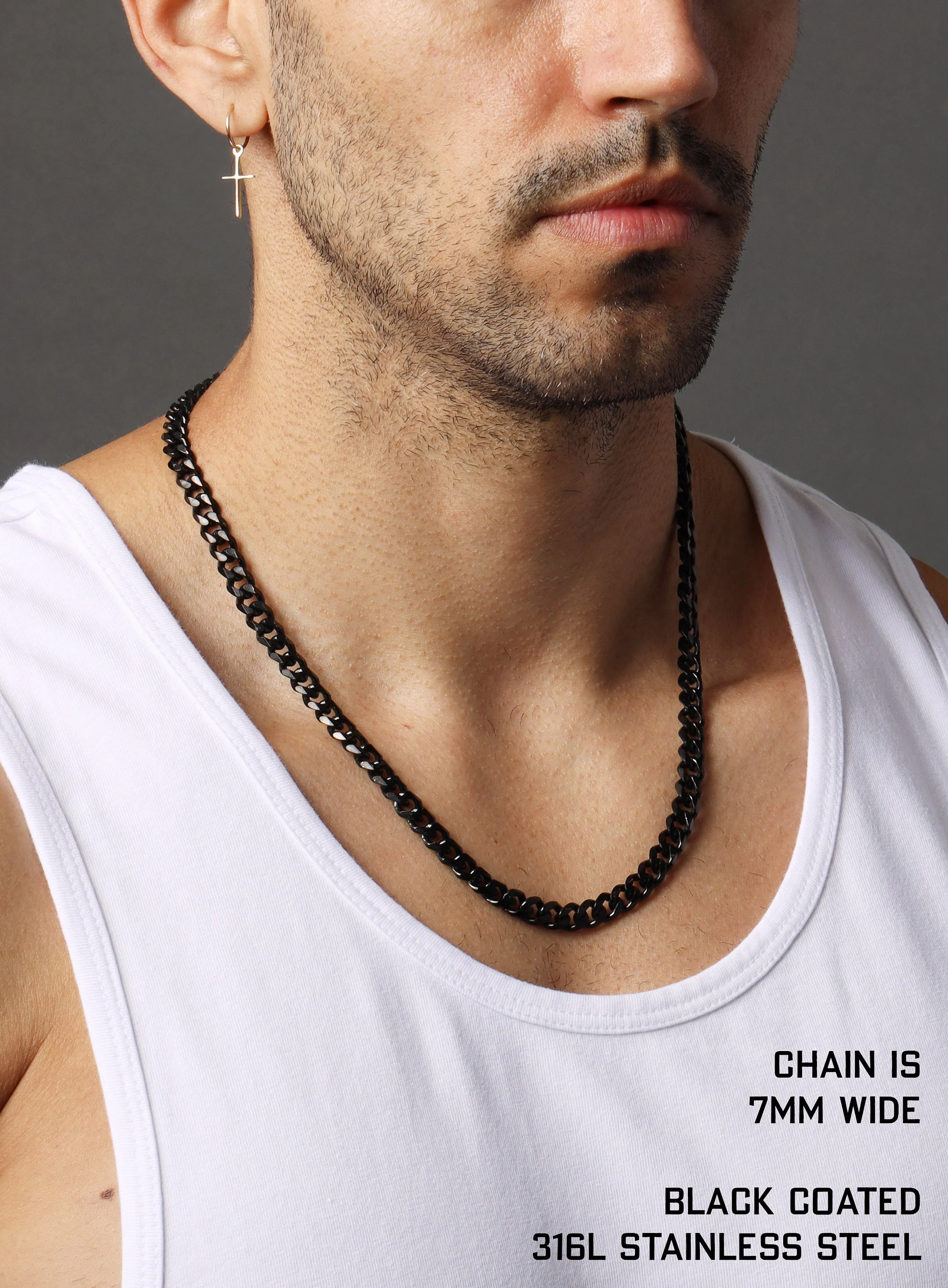 7mm Black Miami Cuban Chain for Men - Image 7