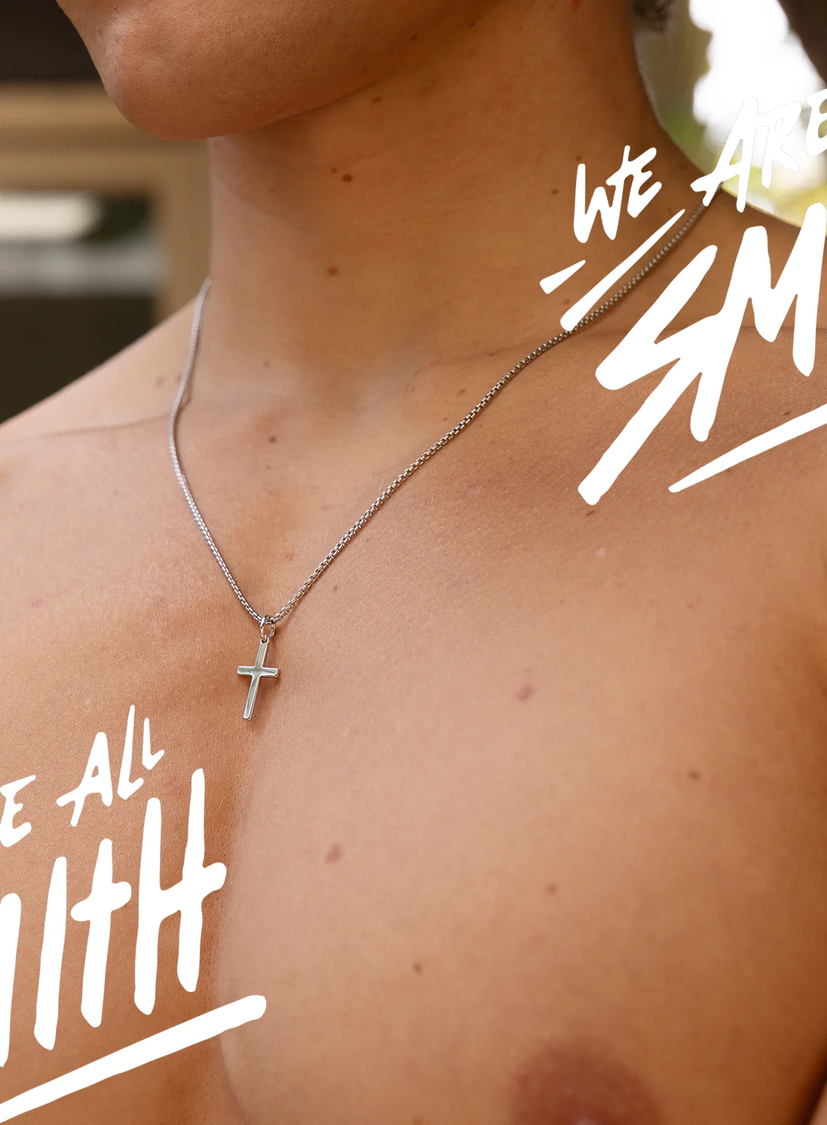 Sterling Silver Small Cross Pendant Necklace for Men (Box Chain) - Image 3