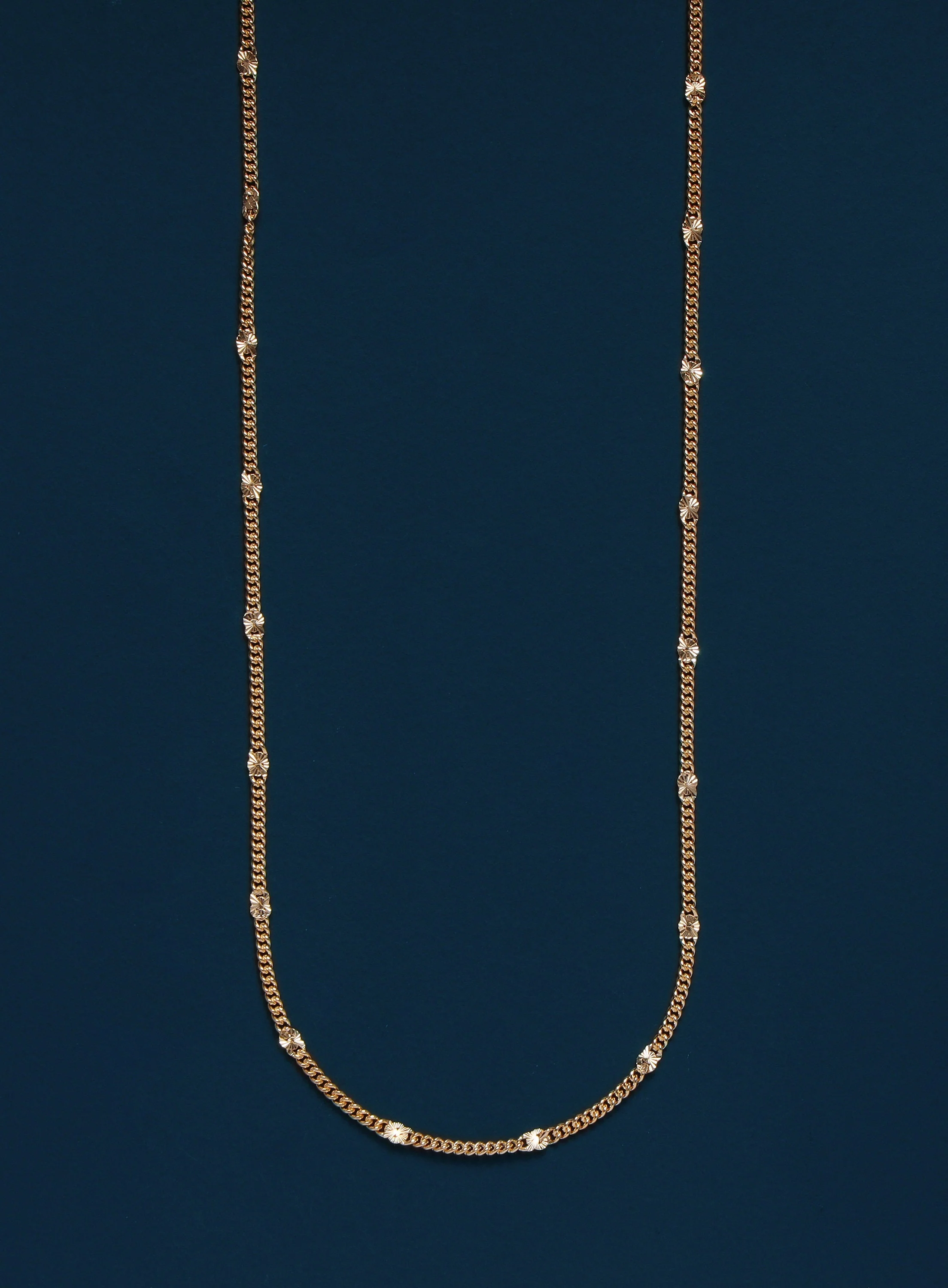 14k Gold Filled Curb Chain Necklace with Satellite Square Links - Image 2