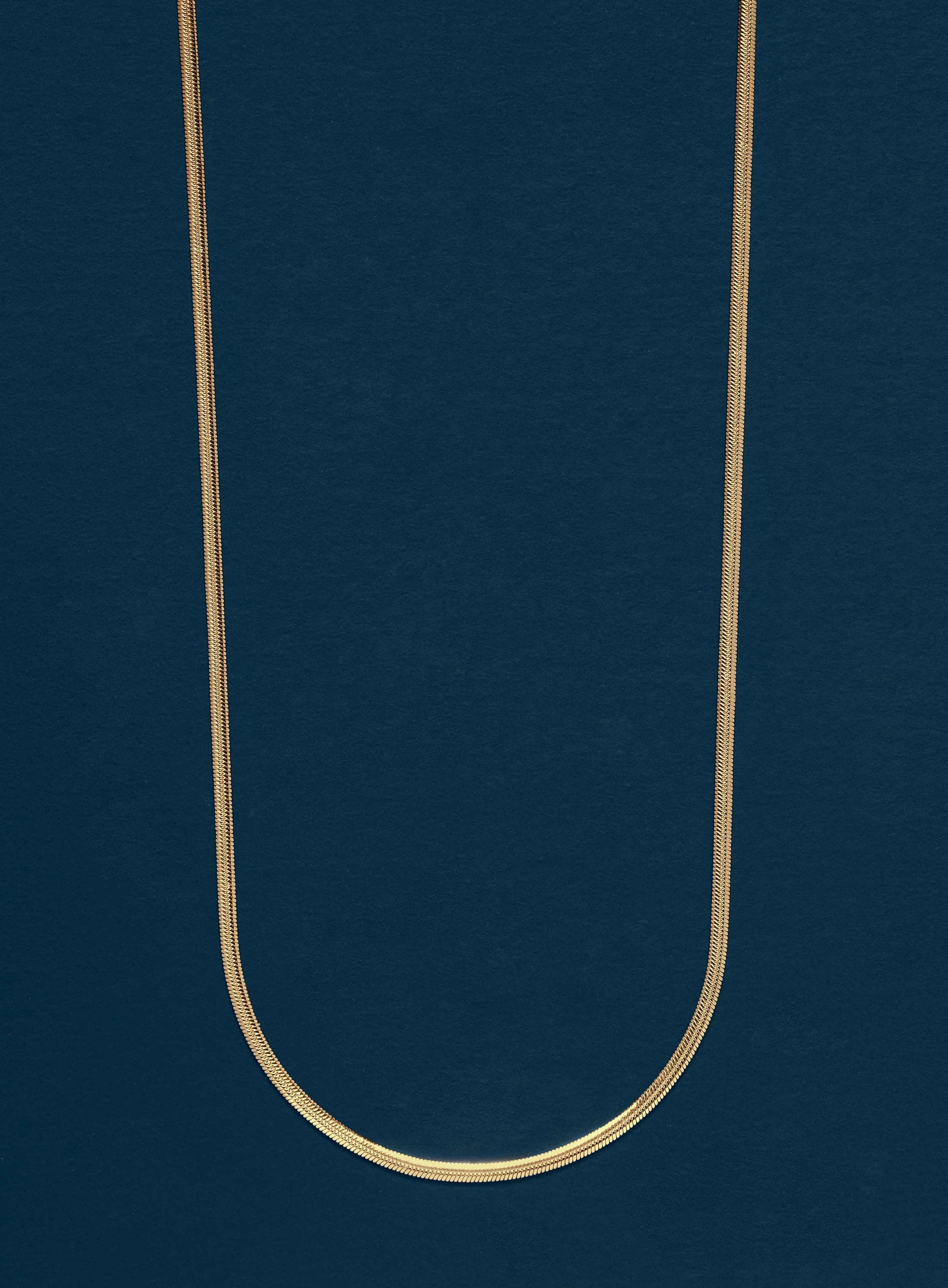Men's 2mm 14k Gold Plated Herringbone Chain Necklace - Image 2