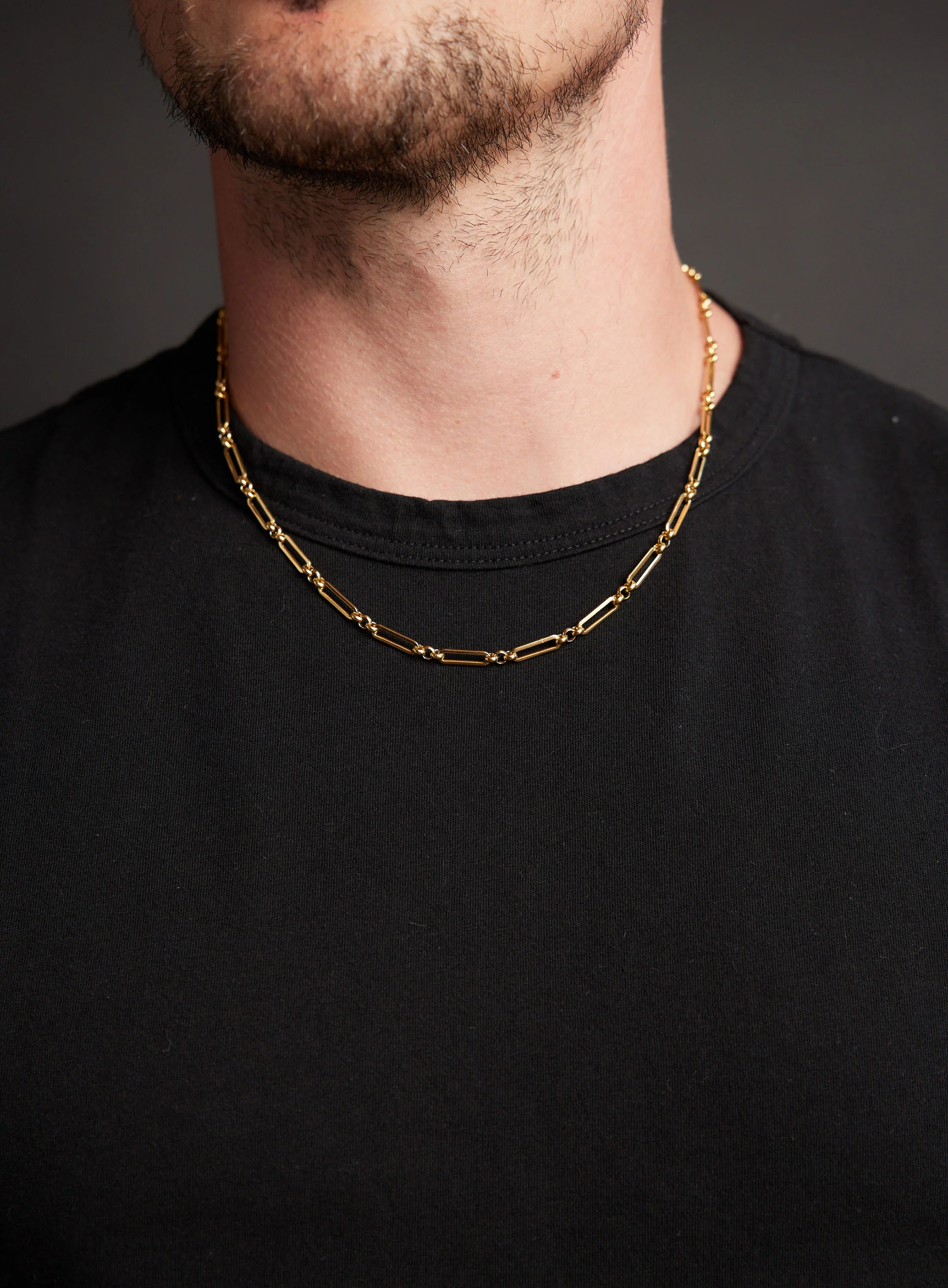 Men's Gold 4.5mm Elongated Cable Chain Necklace - Image 3