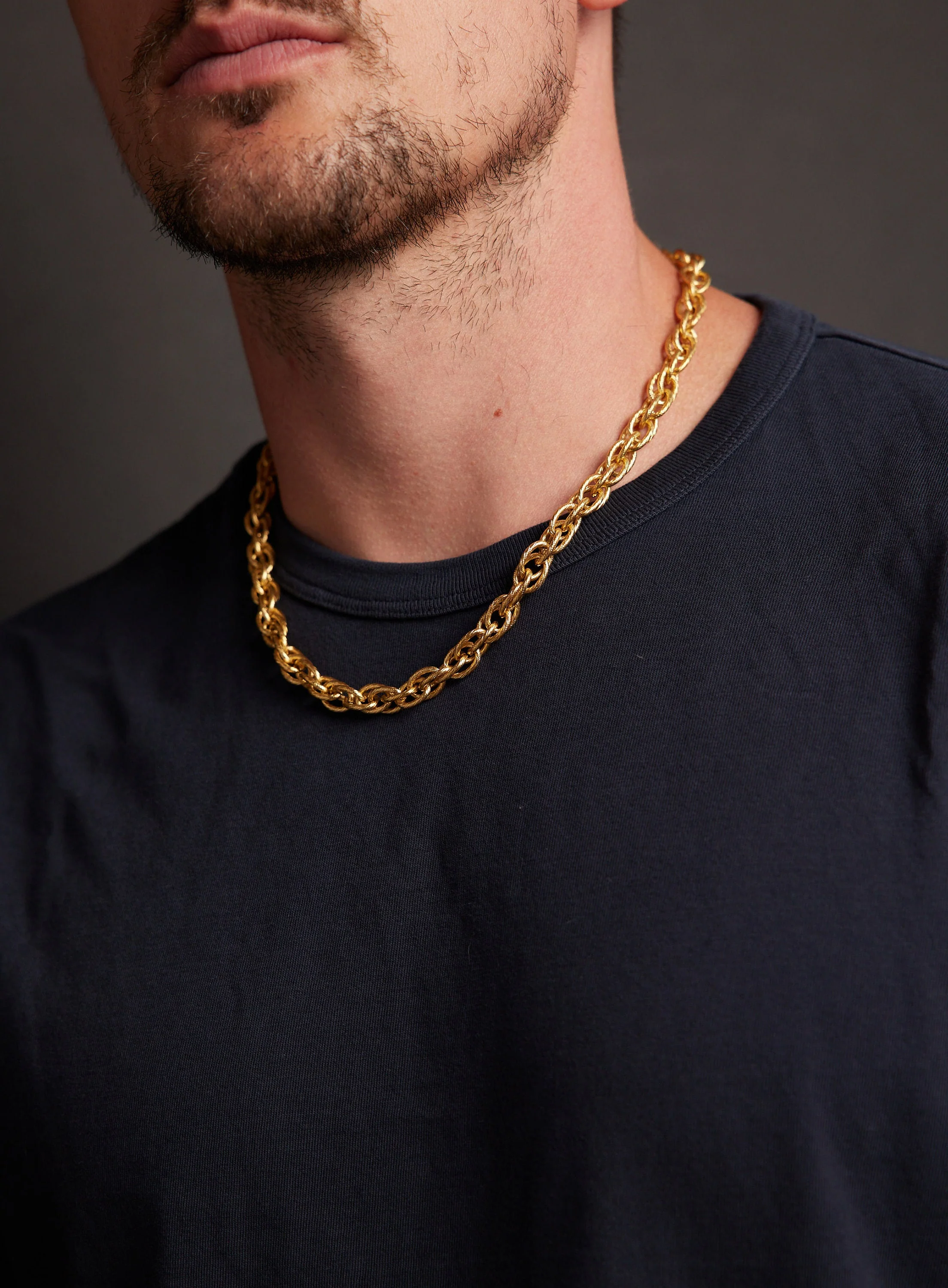 Men's Gold 10mm Thick Rope Chain Necklace - Image 3