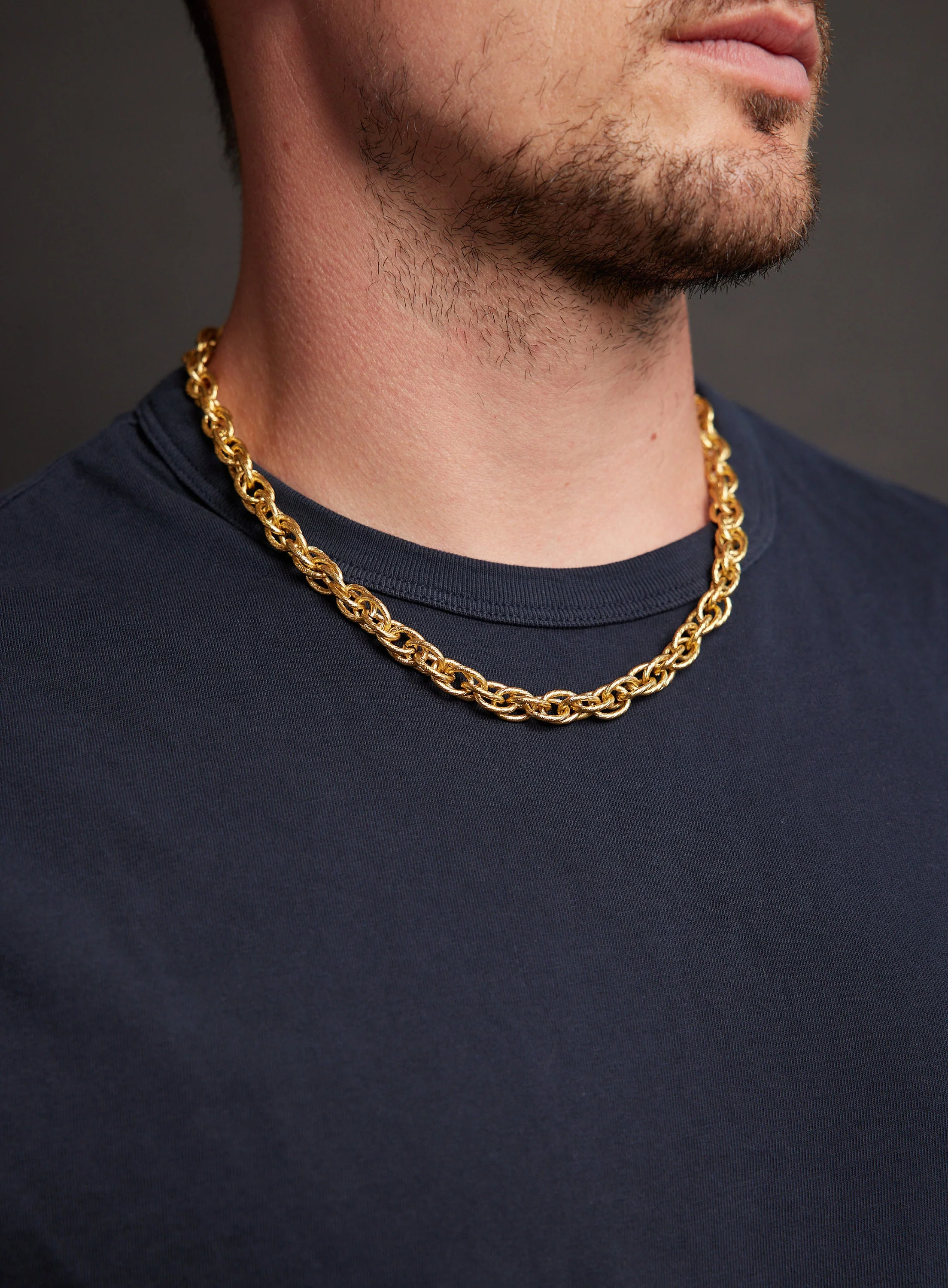 Men's Gold 10mm Thick Rope Chain Necklace - Image 5