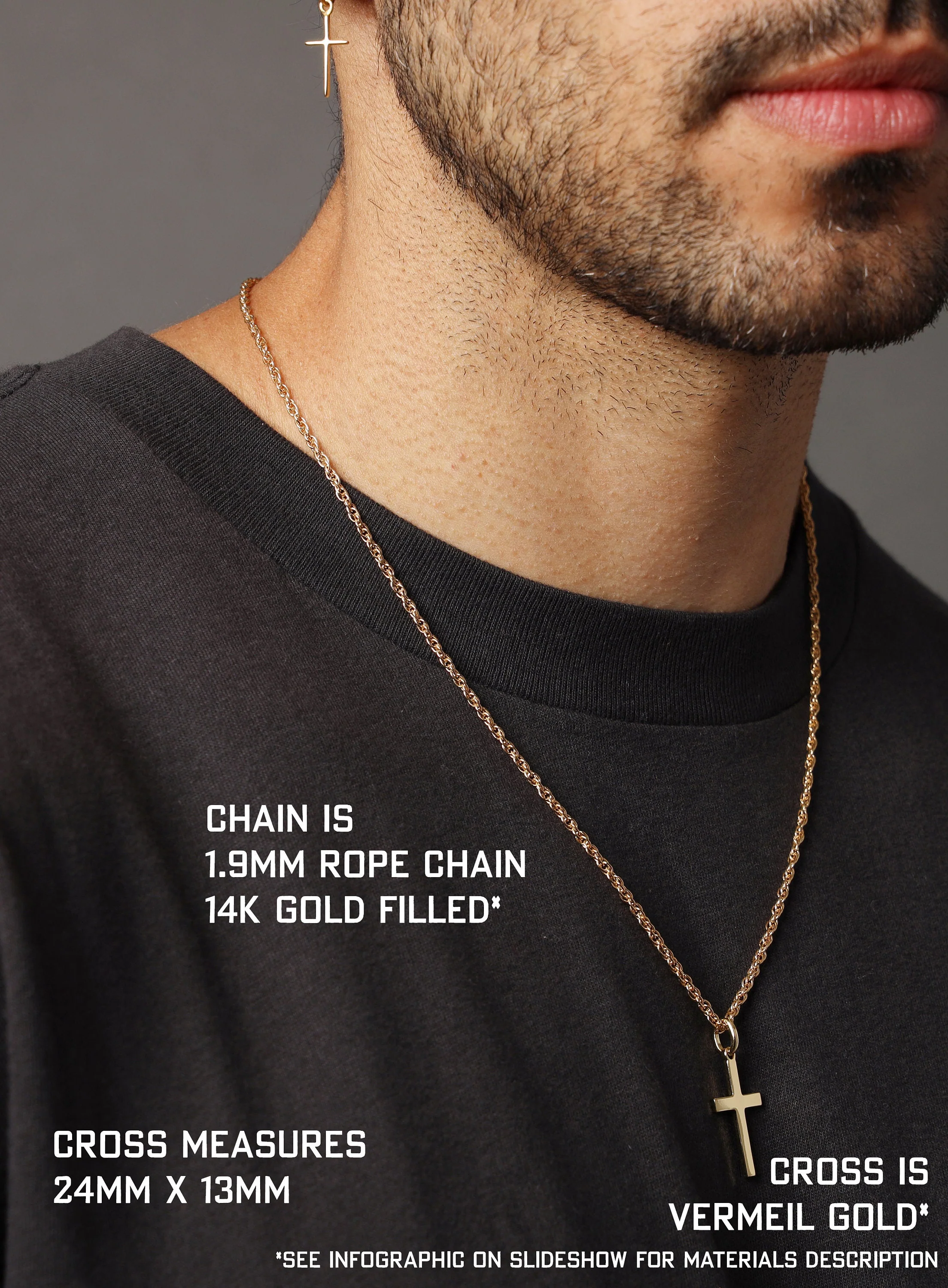 Men's Gold Cross Necklace Chain 14k Gold Filled Chain - Image 5