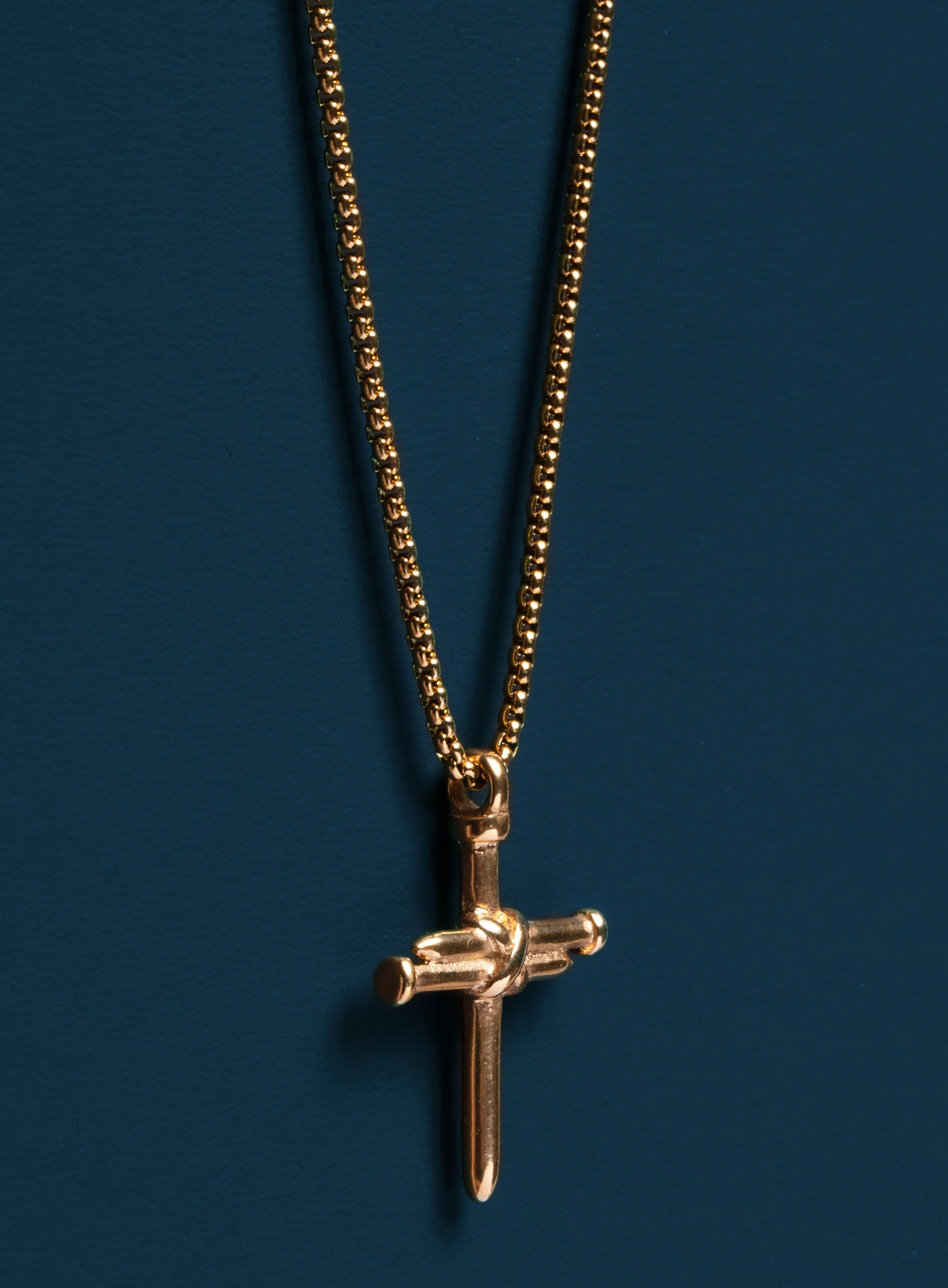 14k Gold Plated Stainless Steel Nail Cross Necklace for men - Image 3