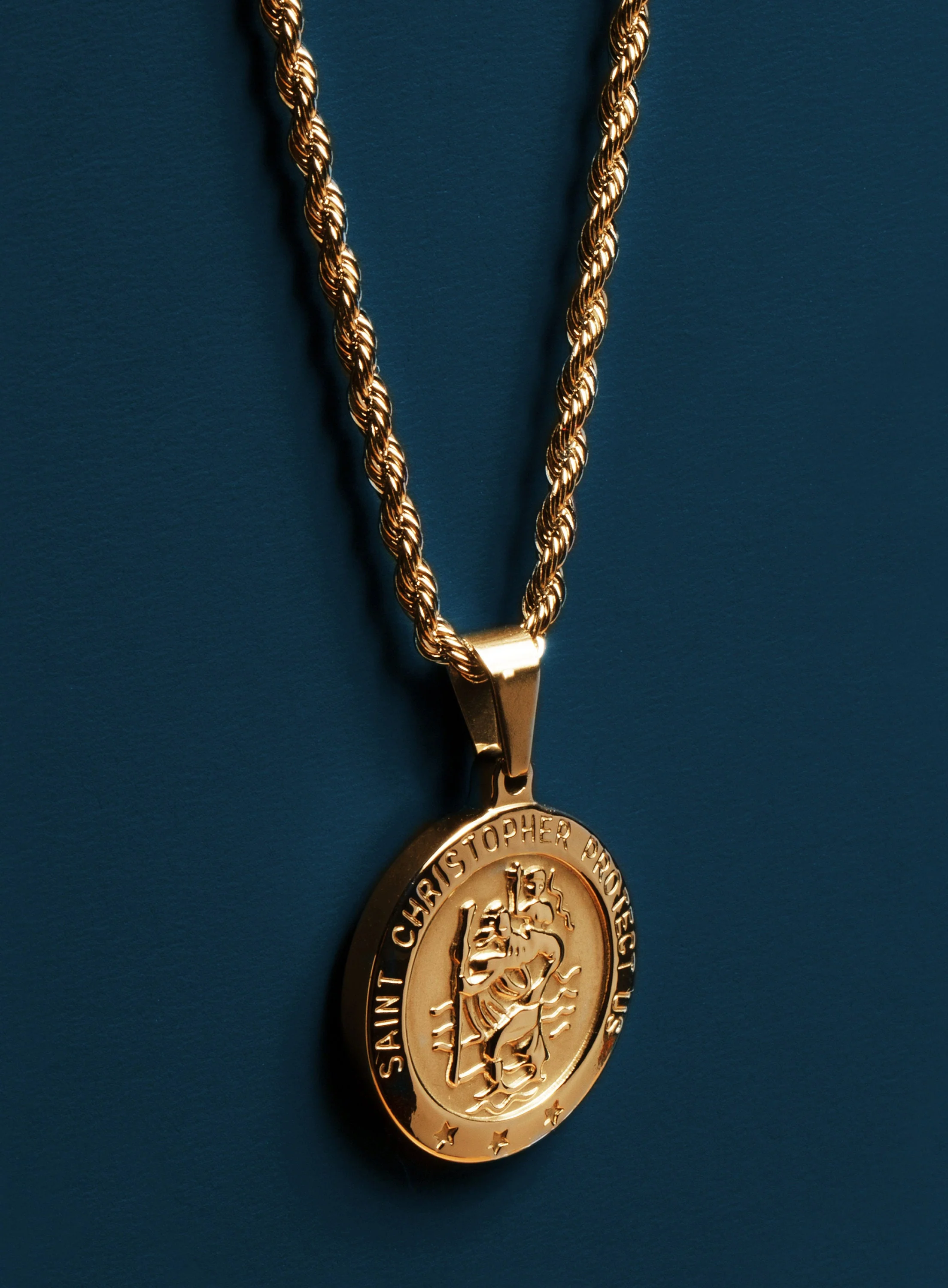 St. Christopher Round Medal on rope chain - Image 5