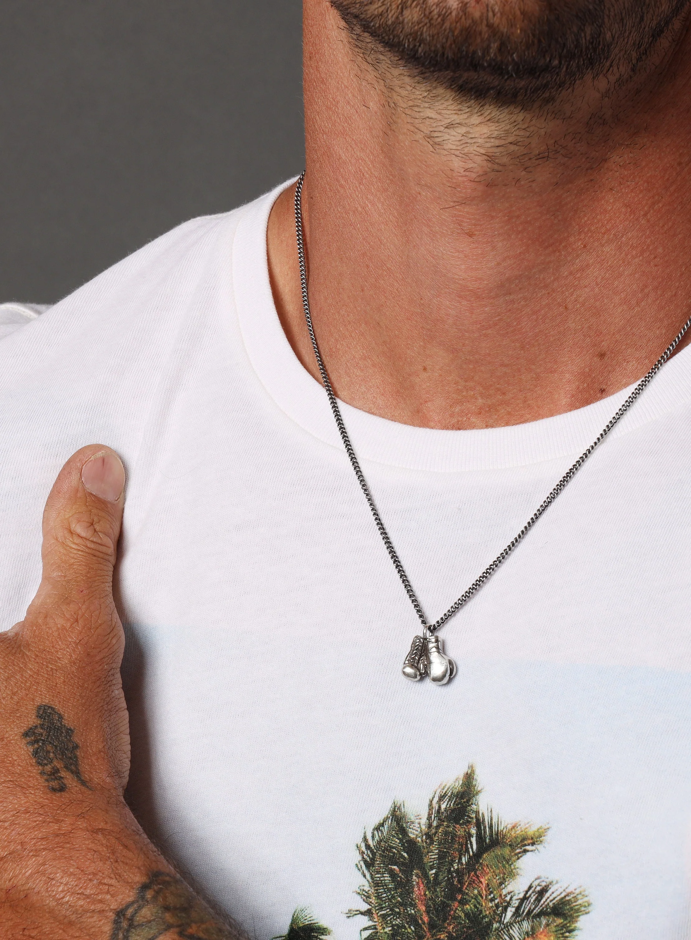 925 Oxidized Sterling Silver Boxing Gloves necklace - Image 3