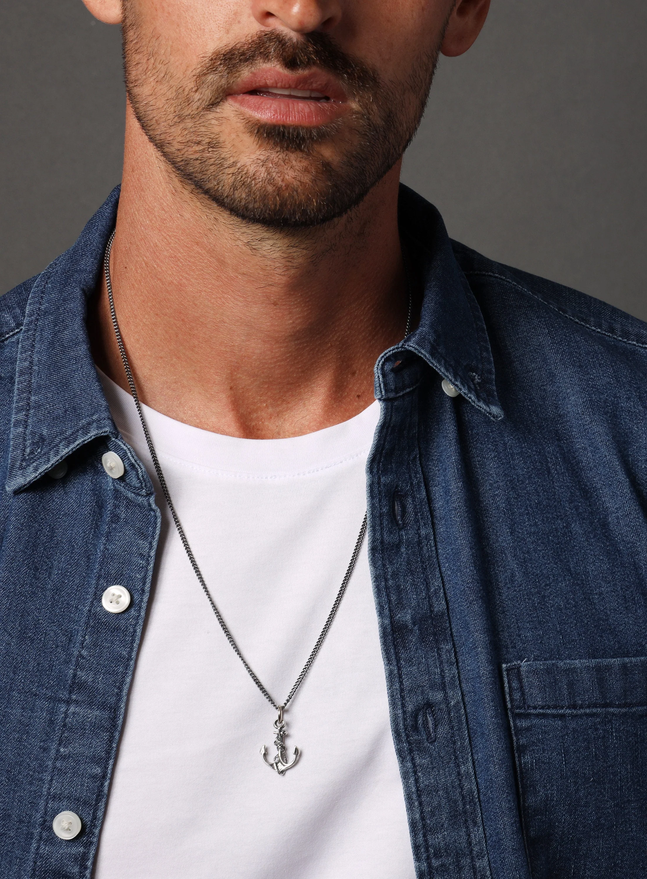 Anchor necklace in 925 oxidized sterling silver - Image 3