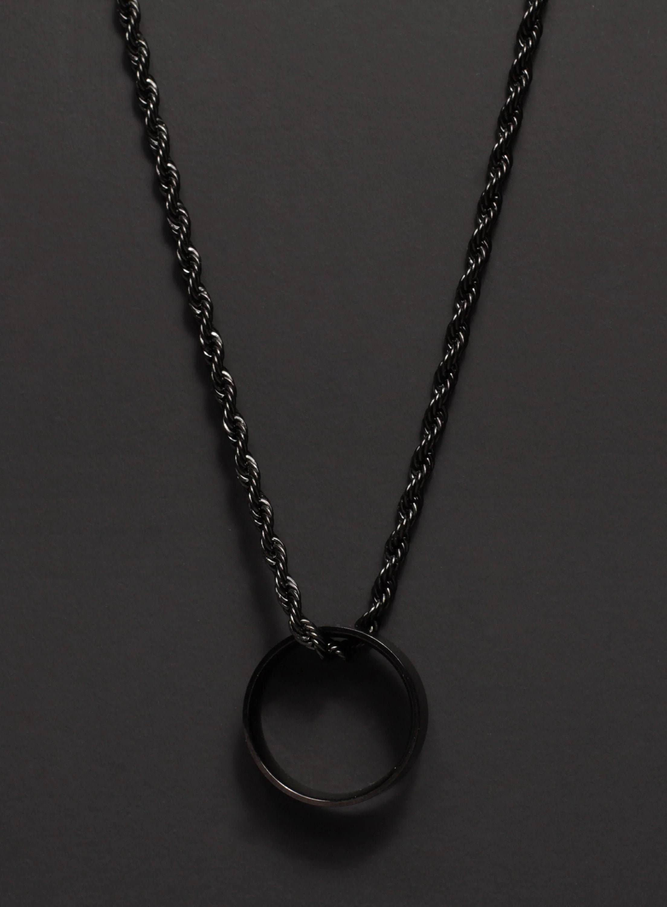 Black ring Rope Necklace for Men - Image 2