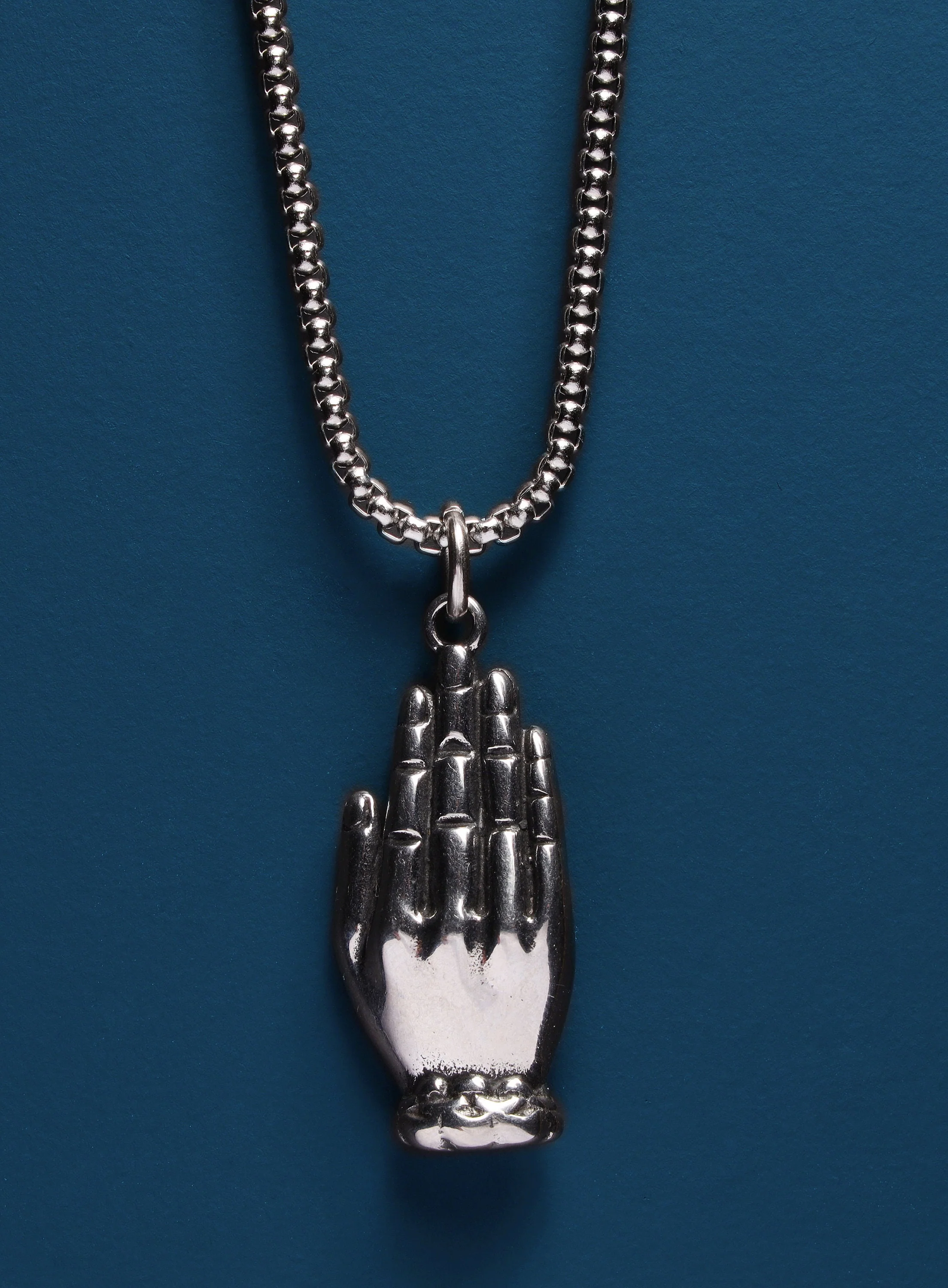 Buddha Palm Pendant Men's Necklace Gold and Silver - Image 4