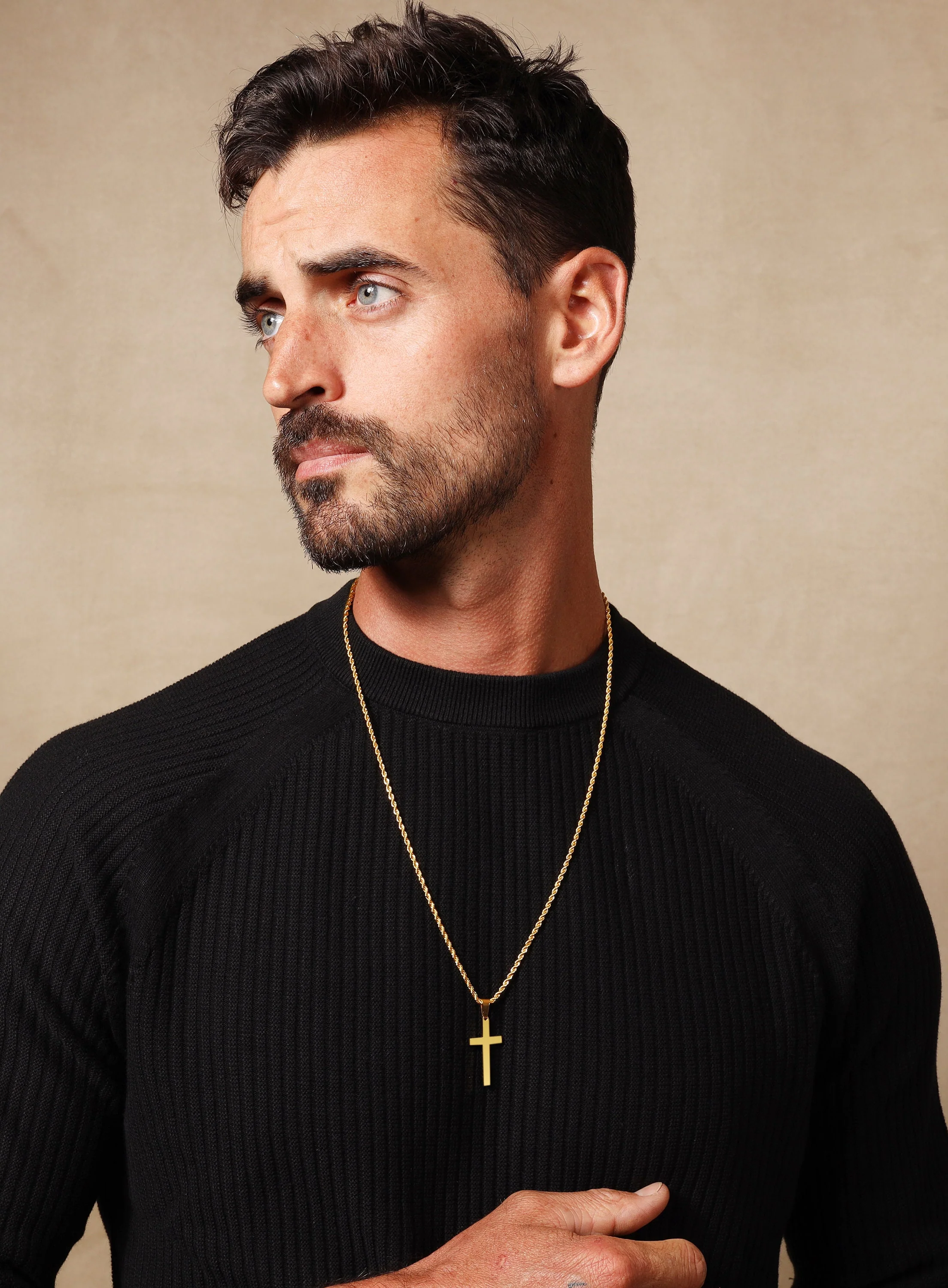 Large Gold Cross on Rope chain - Image 4