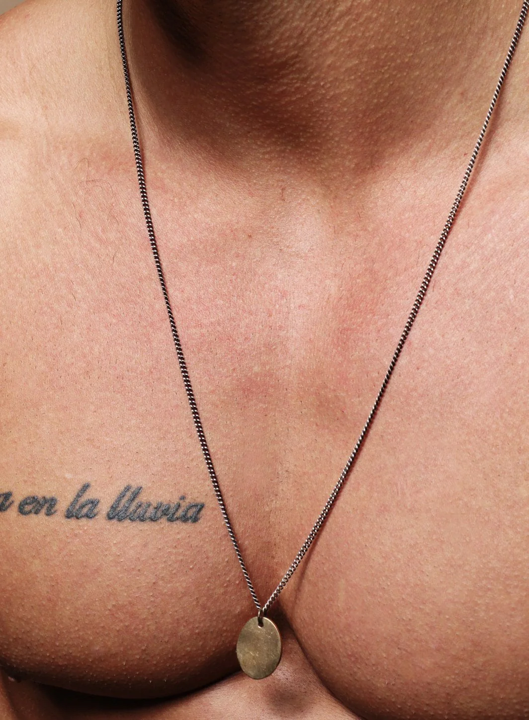 Bronze oval dog tag on oxidized sterling curb chain - Image 4
