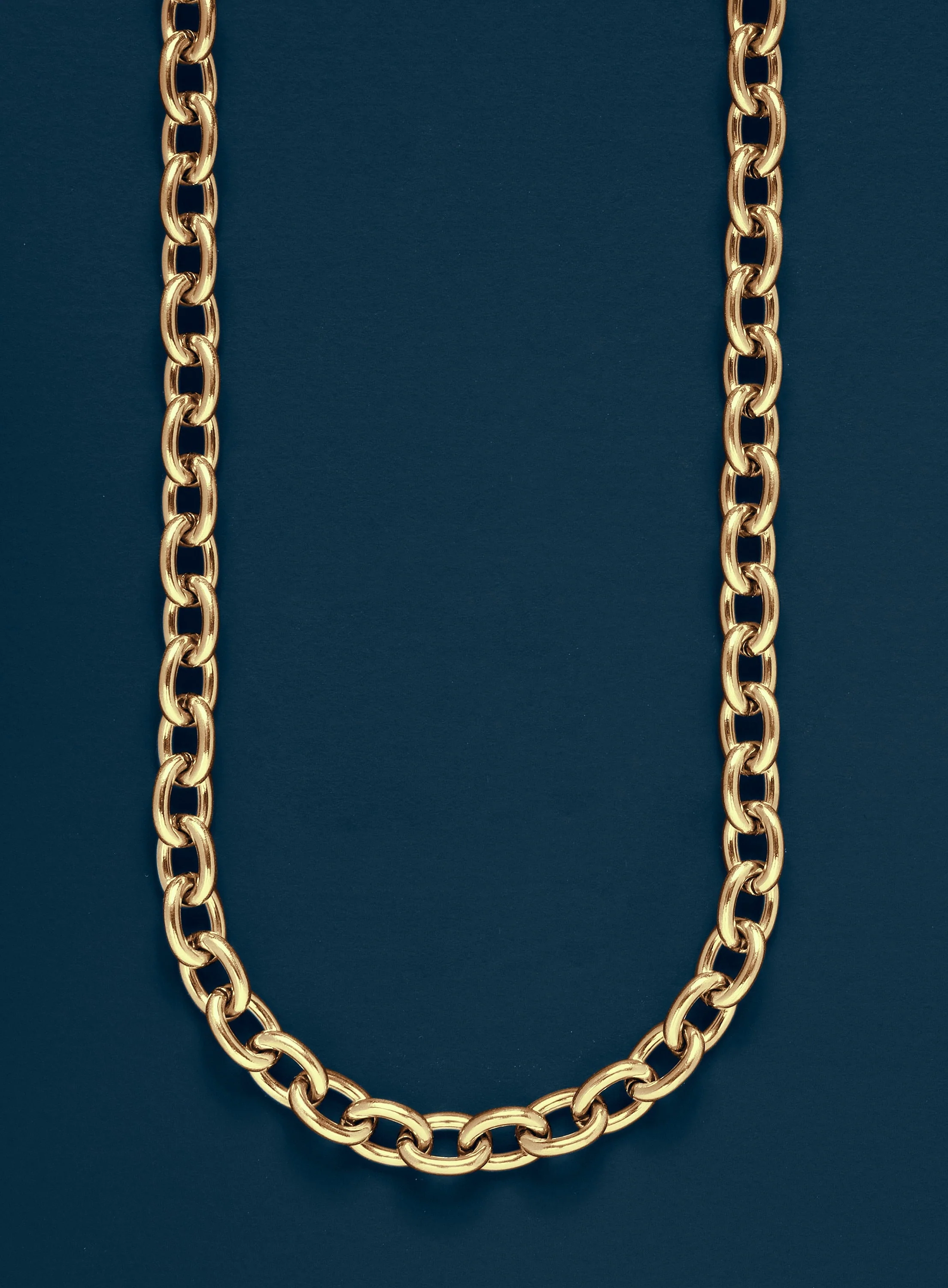 Men's 7mm Thick Oval Cable Gold Chain Necklace - Image 2