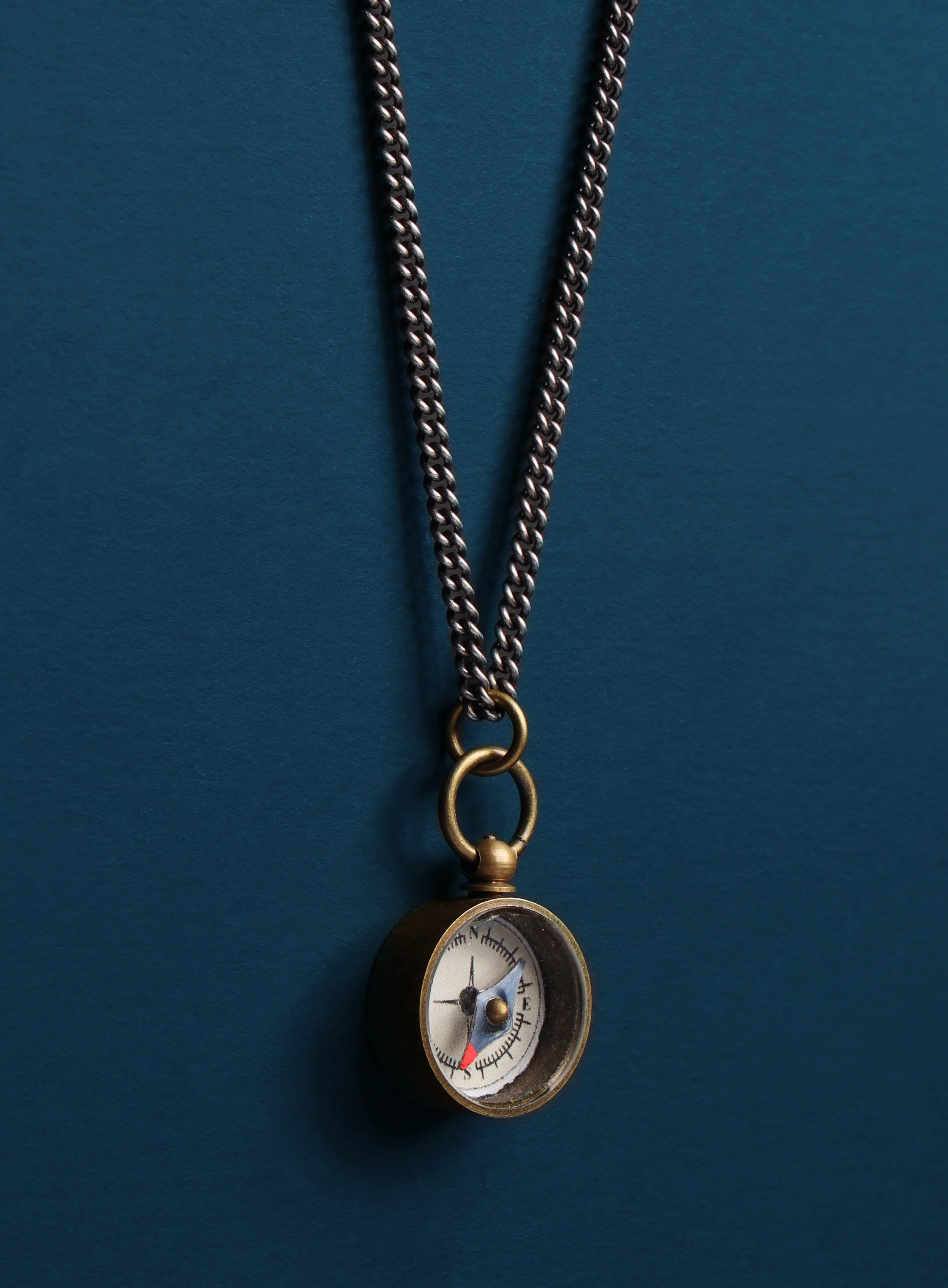 Miniature Antiqued Compass Necklace for Men - Image 3