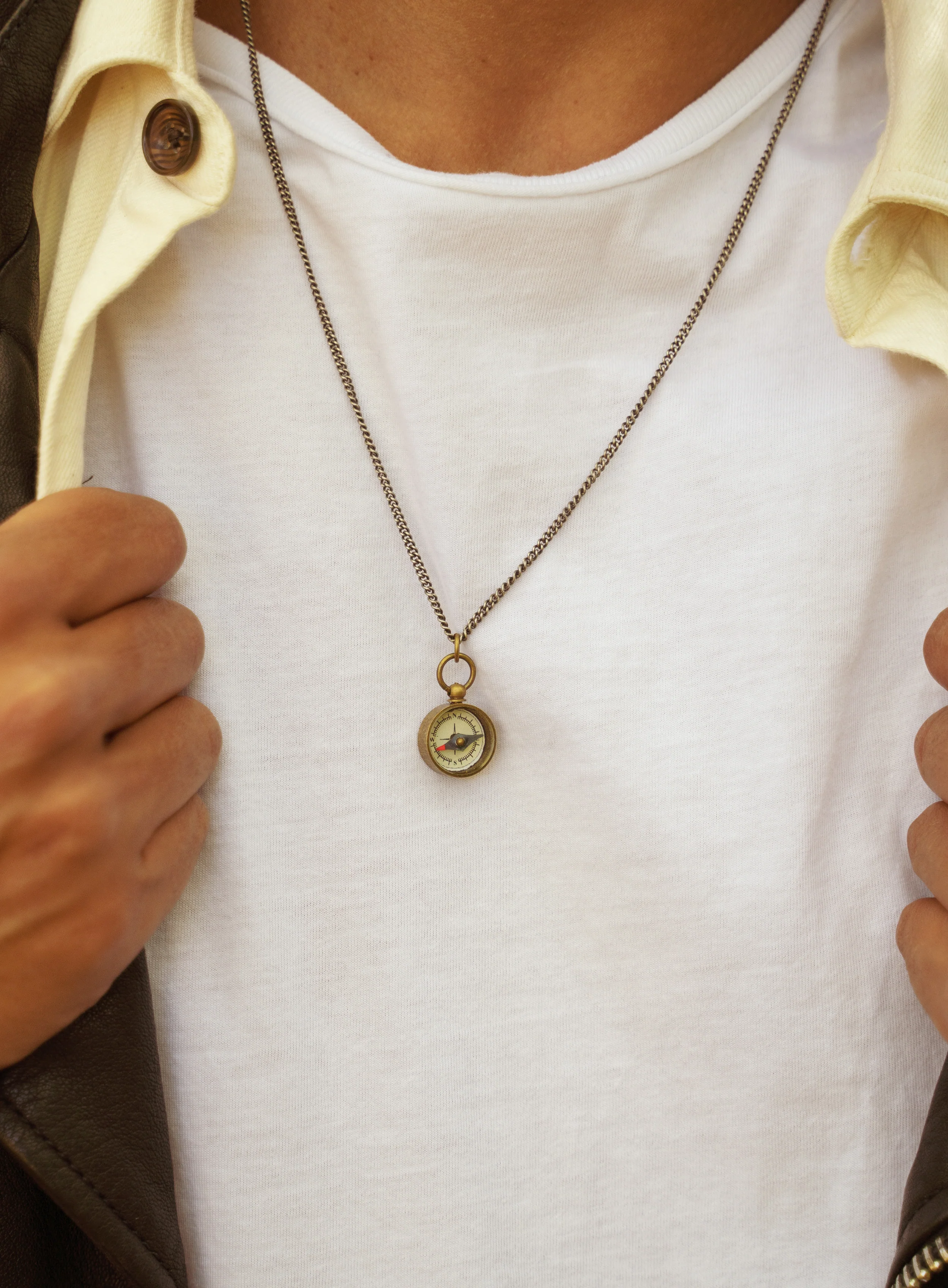 Miniature Antiqued Compass Necklace for Men - Image 5