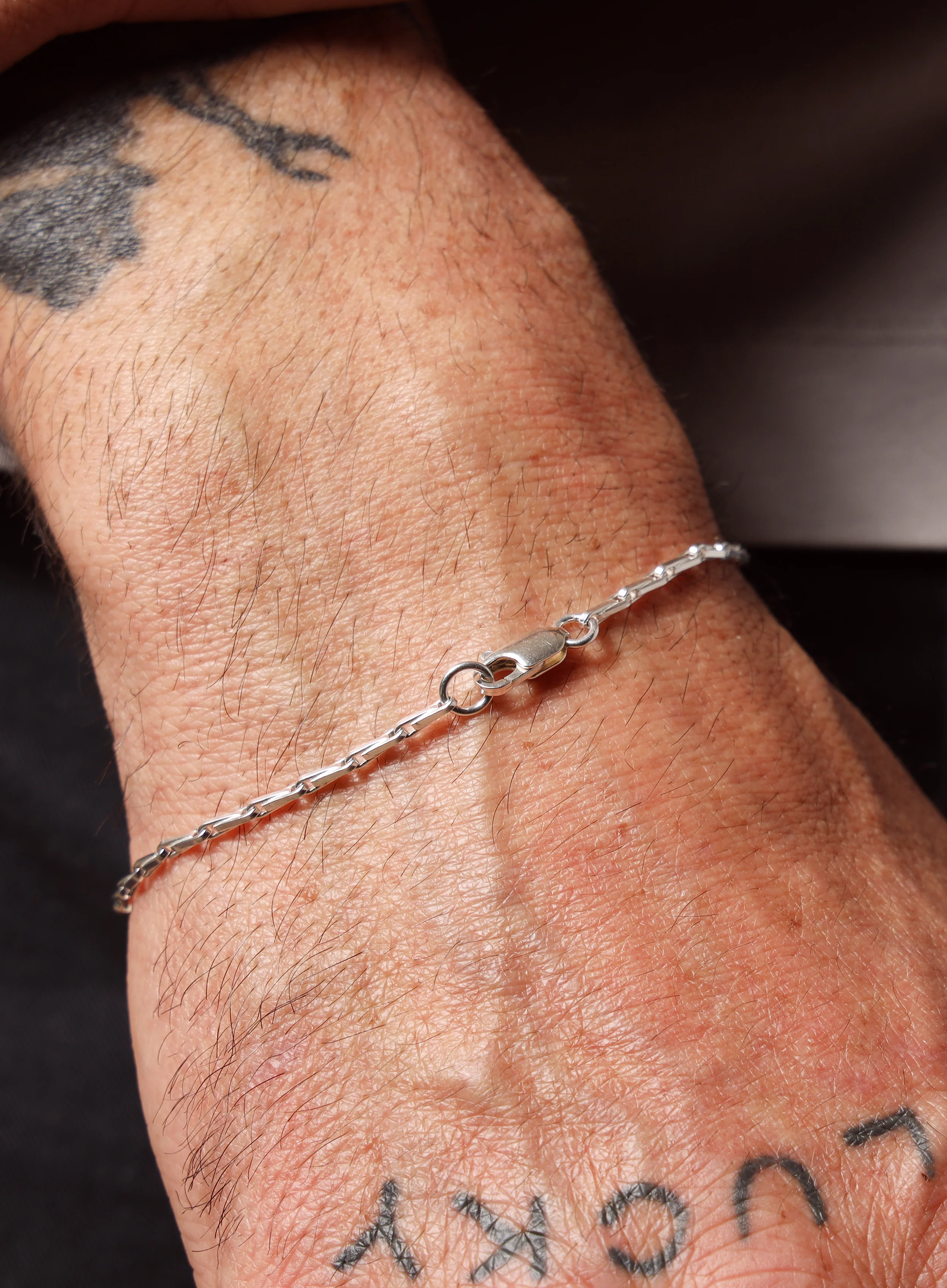 925 Sterling Silver 2mm Minimalist Chain Men's Bracelet - Image 6