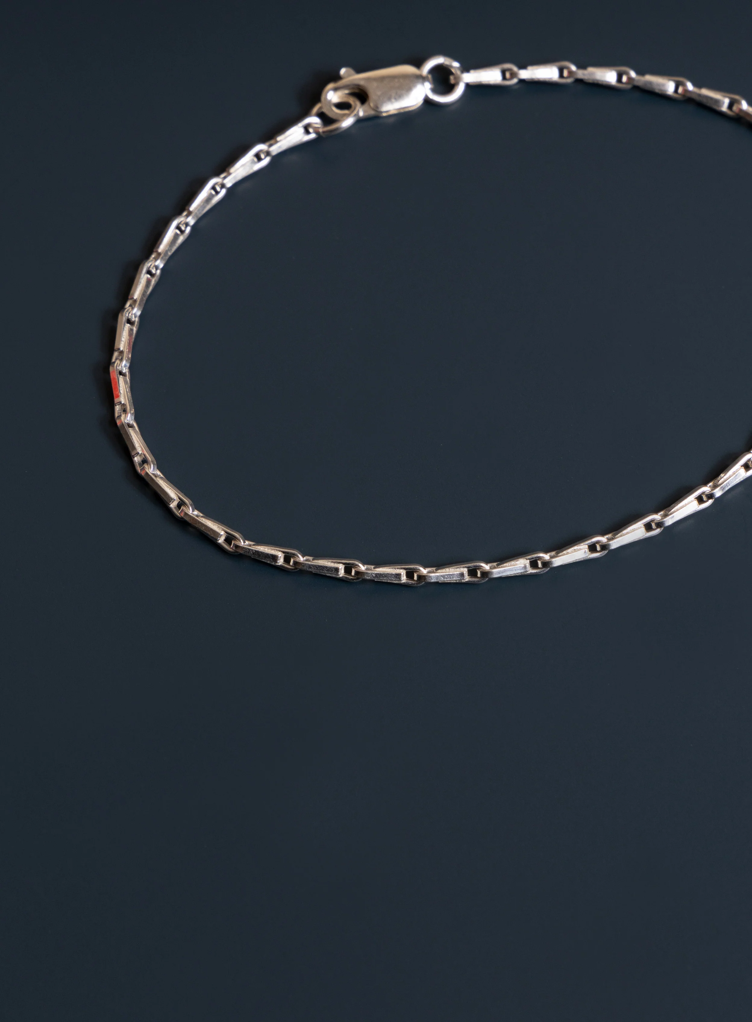 925 Sterling Silver 2mm Minimalist Chain Men's Bracelet - Image 7