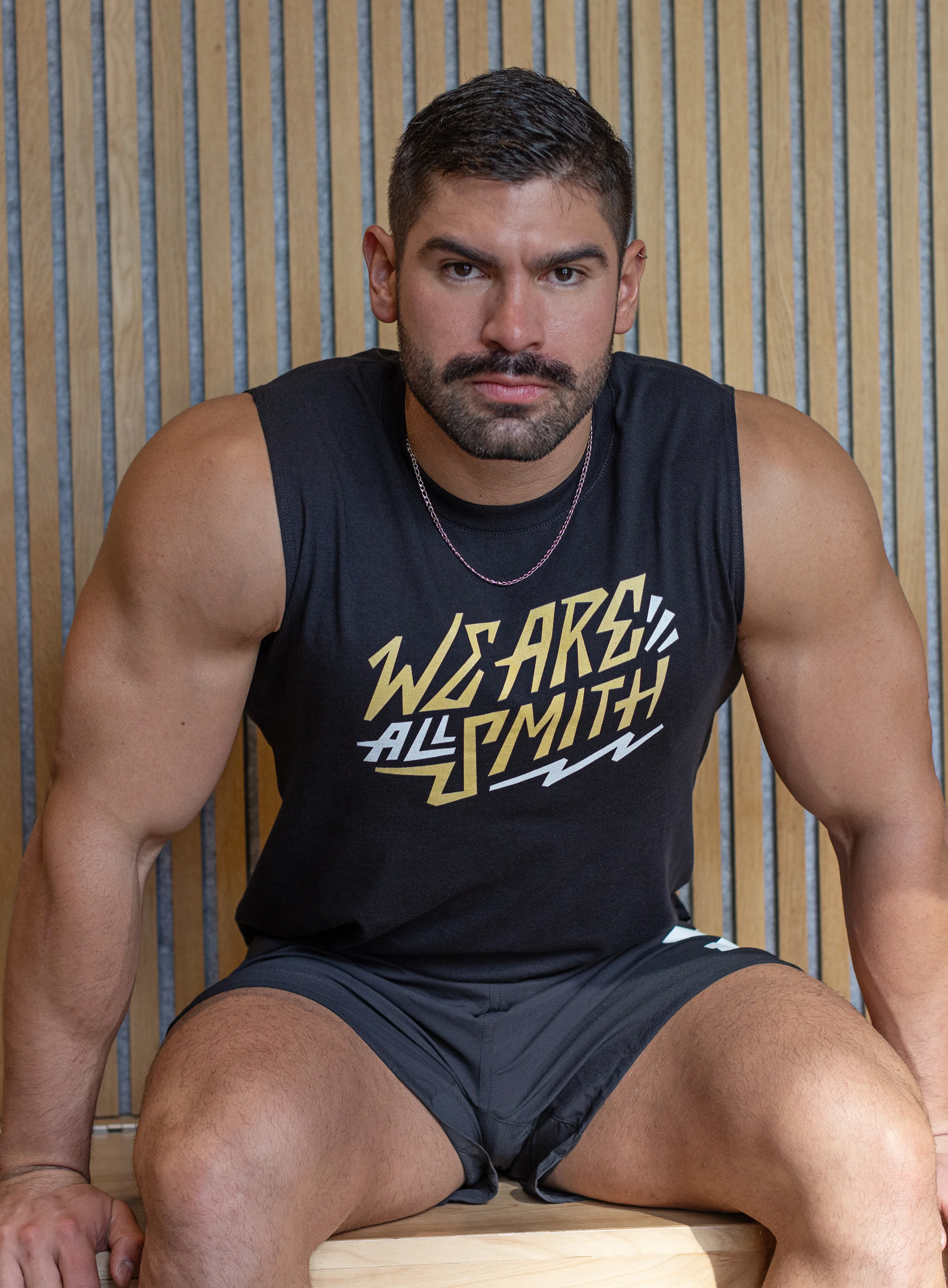 We Are All Smith Yellow Logo Black Muscle Shirt - Image 2