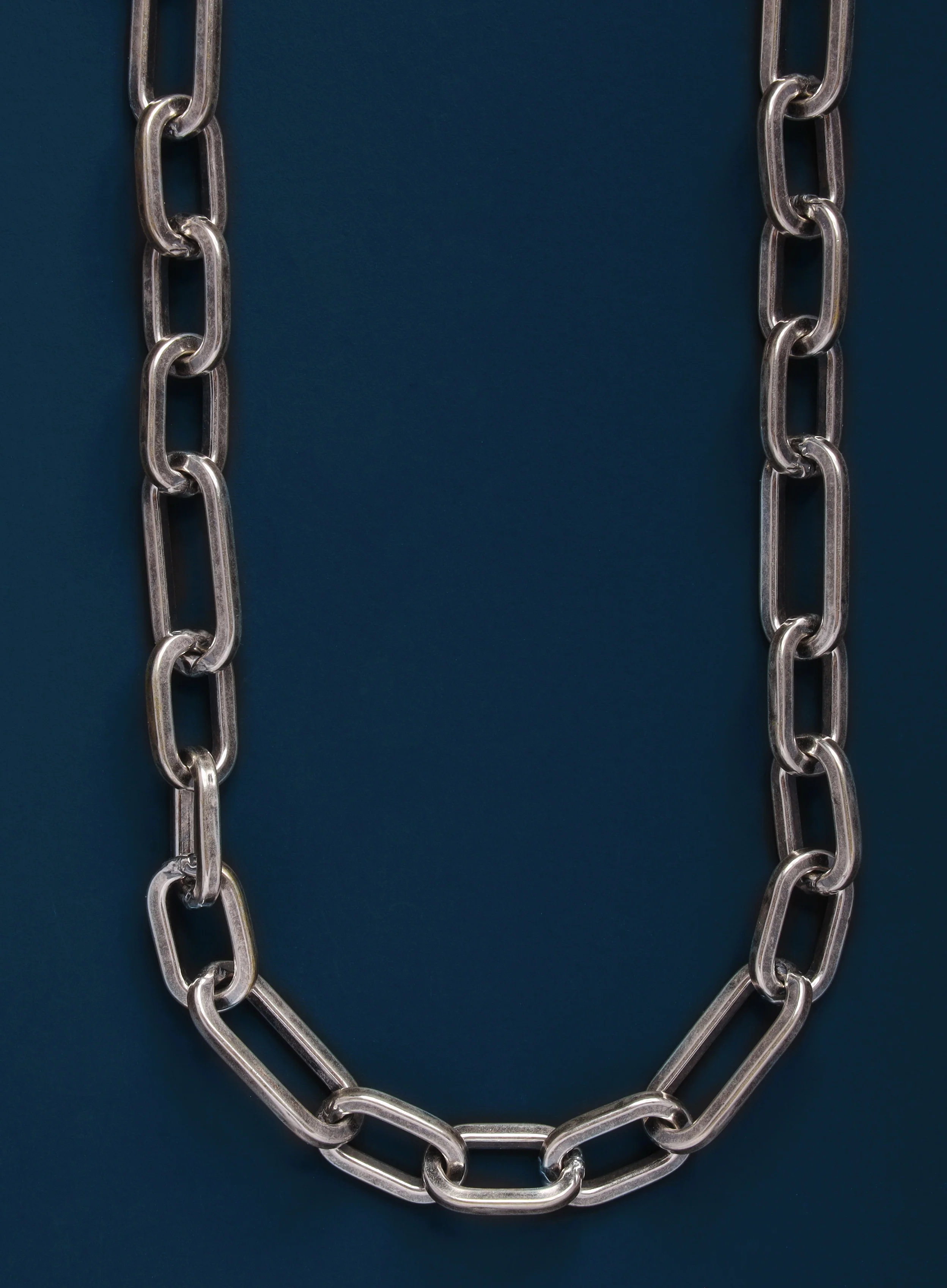 9mm Oxidized Sterling XL Collar + Figaro inspired Chain for Men - Image 2