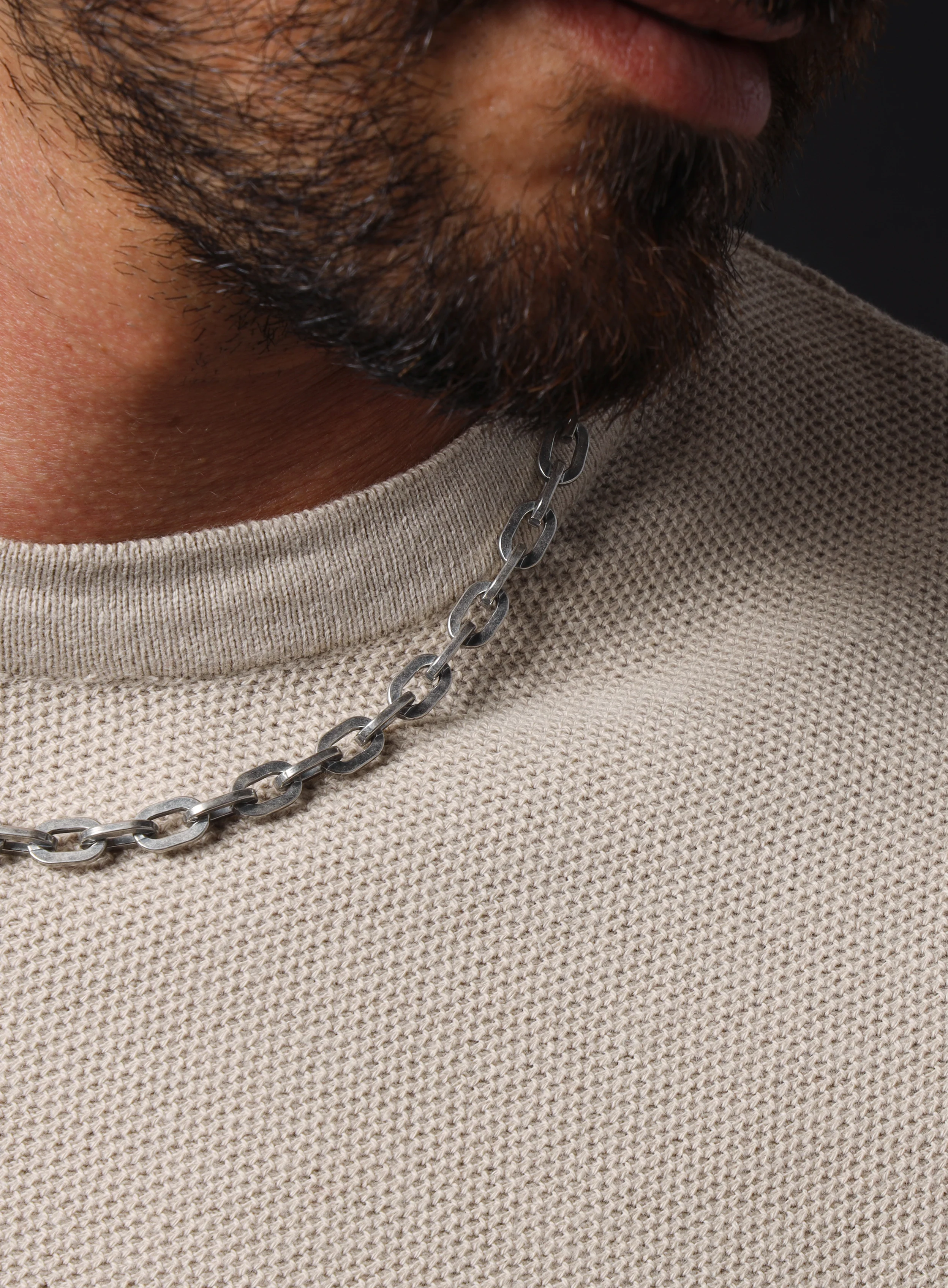 925 Oxidized Sterling Silver Collar Inspired Chain Necklace for Men - Image 5
