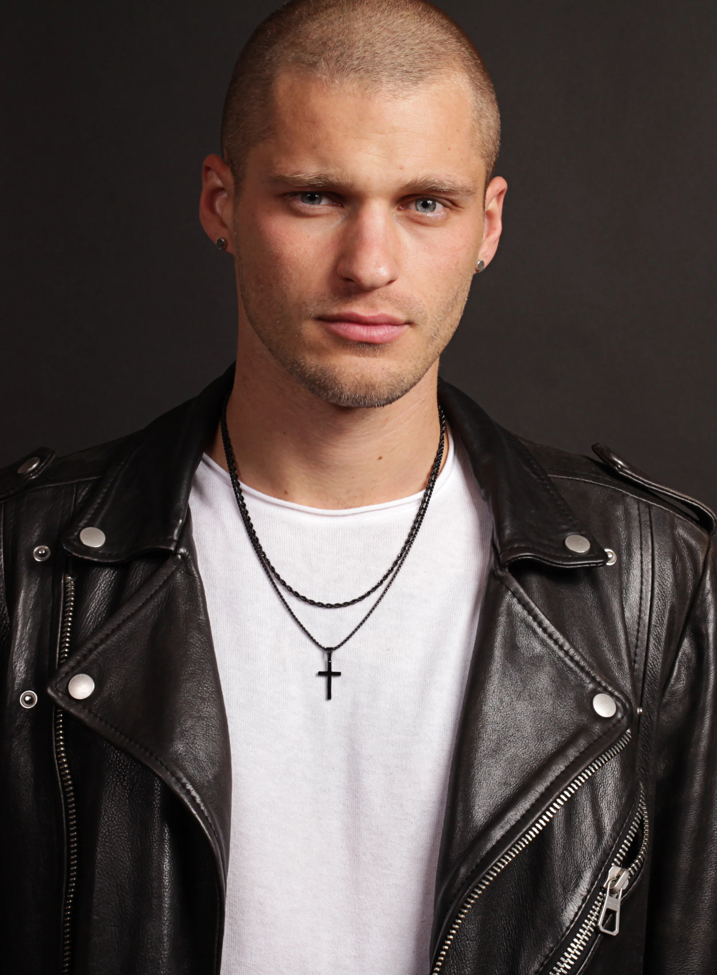 Necklace Set: Black Rope Chain and Medium Black Cross - Image 3