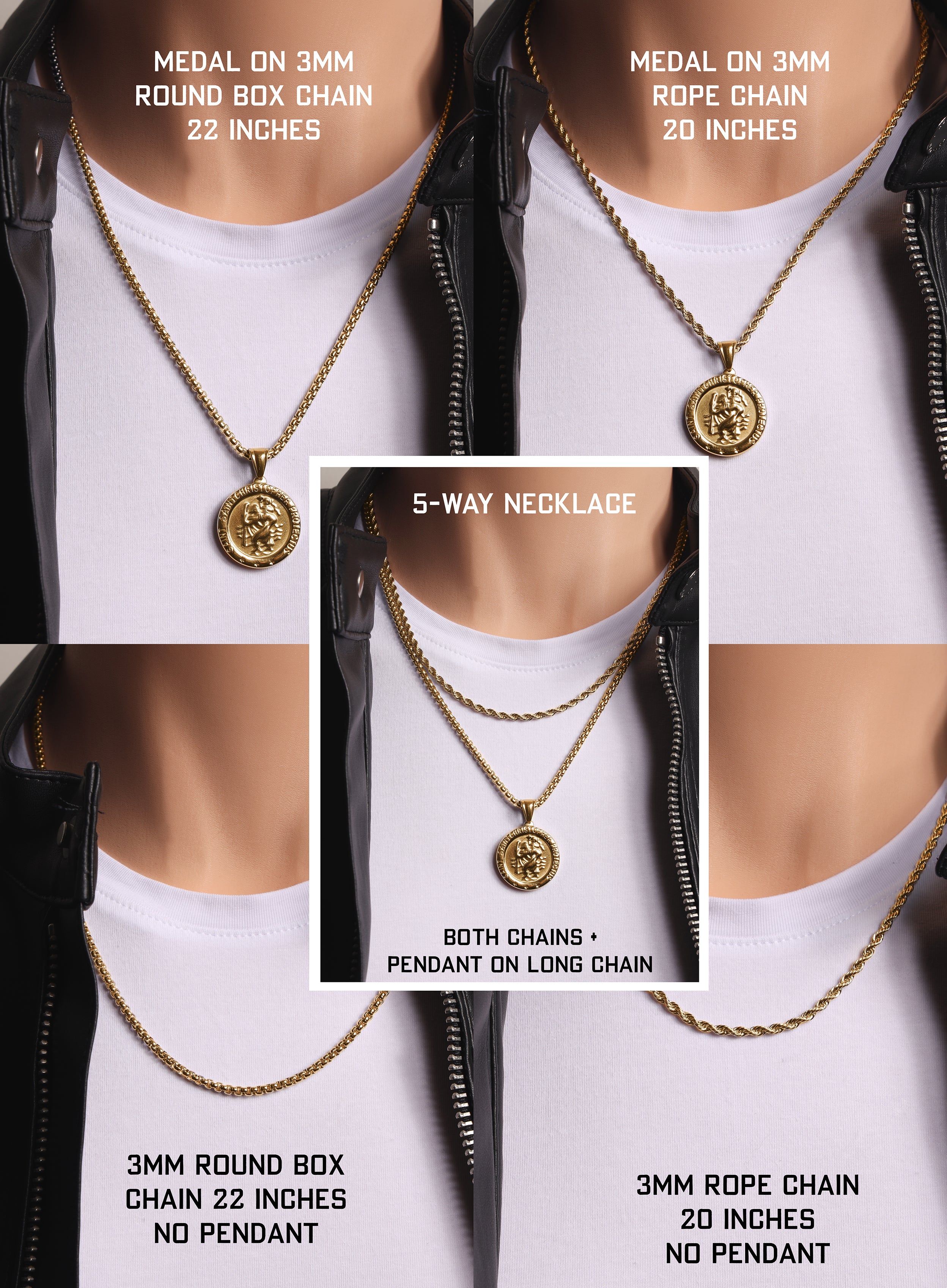Necklace Set: Gold Rope Chain and St. Christopher Necklace - Image 5