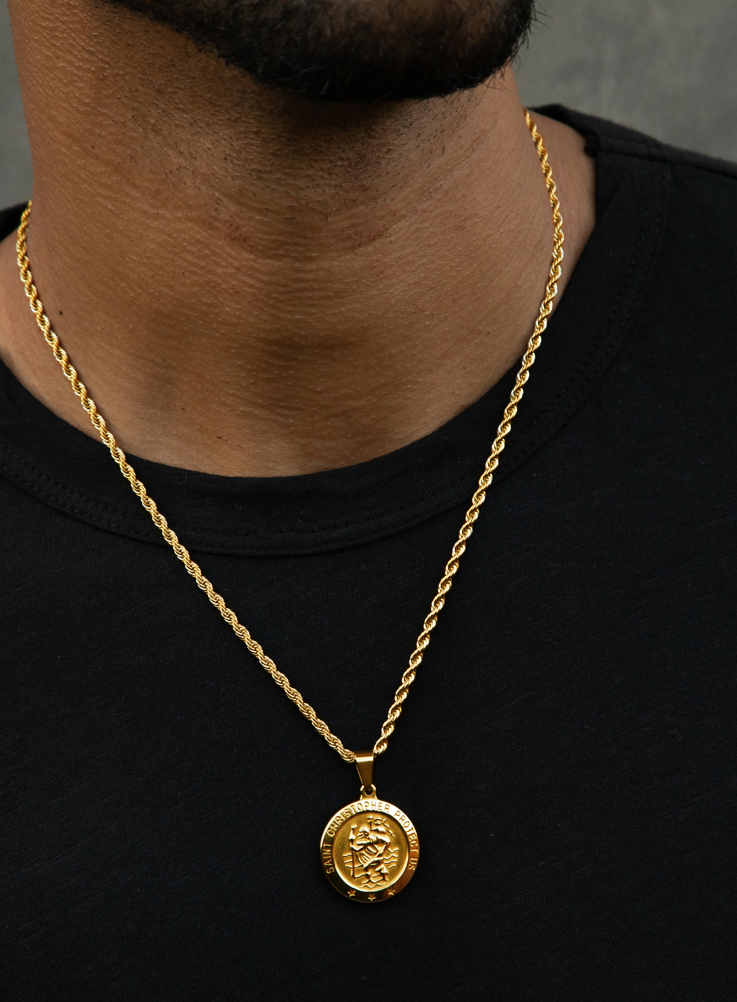 Necklace Set: Gold Rope Chain and St. Christopher Necklace - Image 9