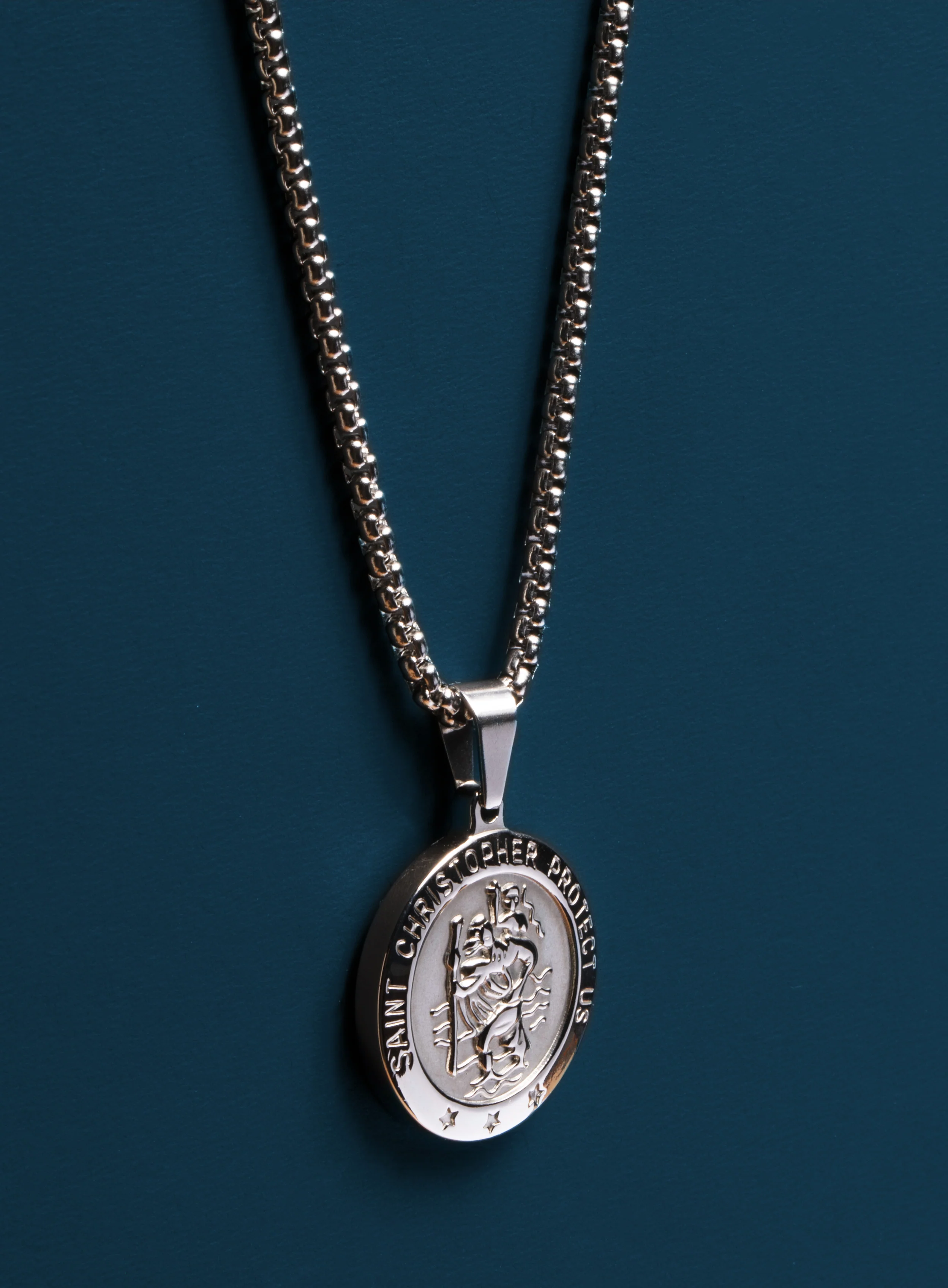 Necklace Set: Silver Rope Chain and St. Christopher Necklace - Image 13