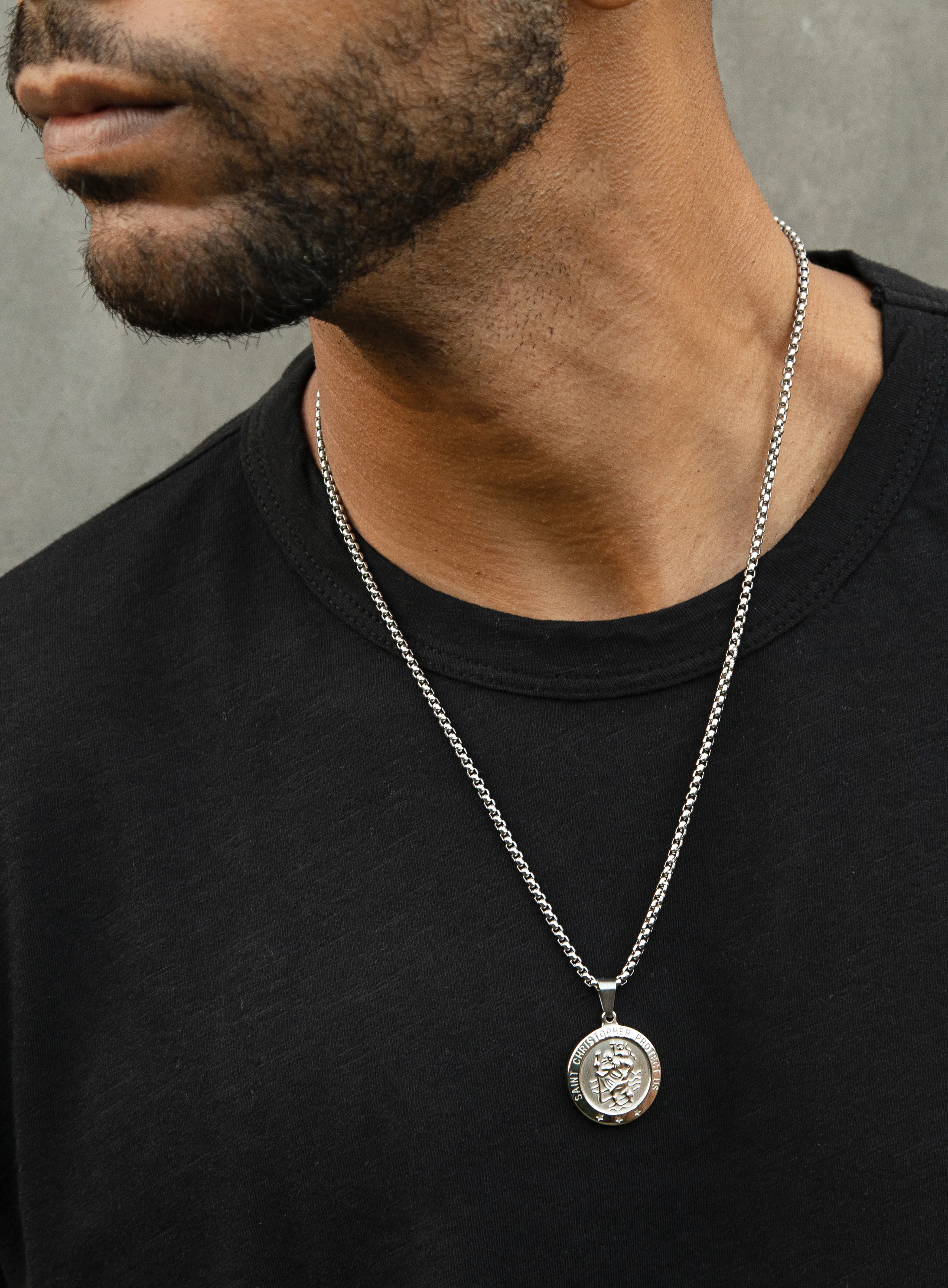 Necklace Set: Silver Rope Chain and St. Christopher Necklace - Image 18