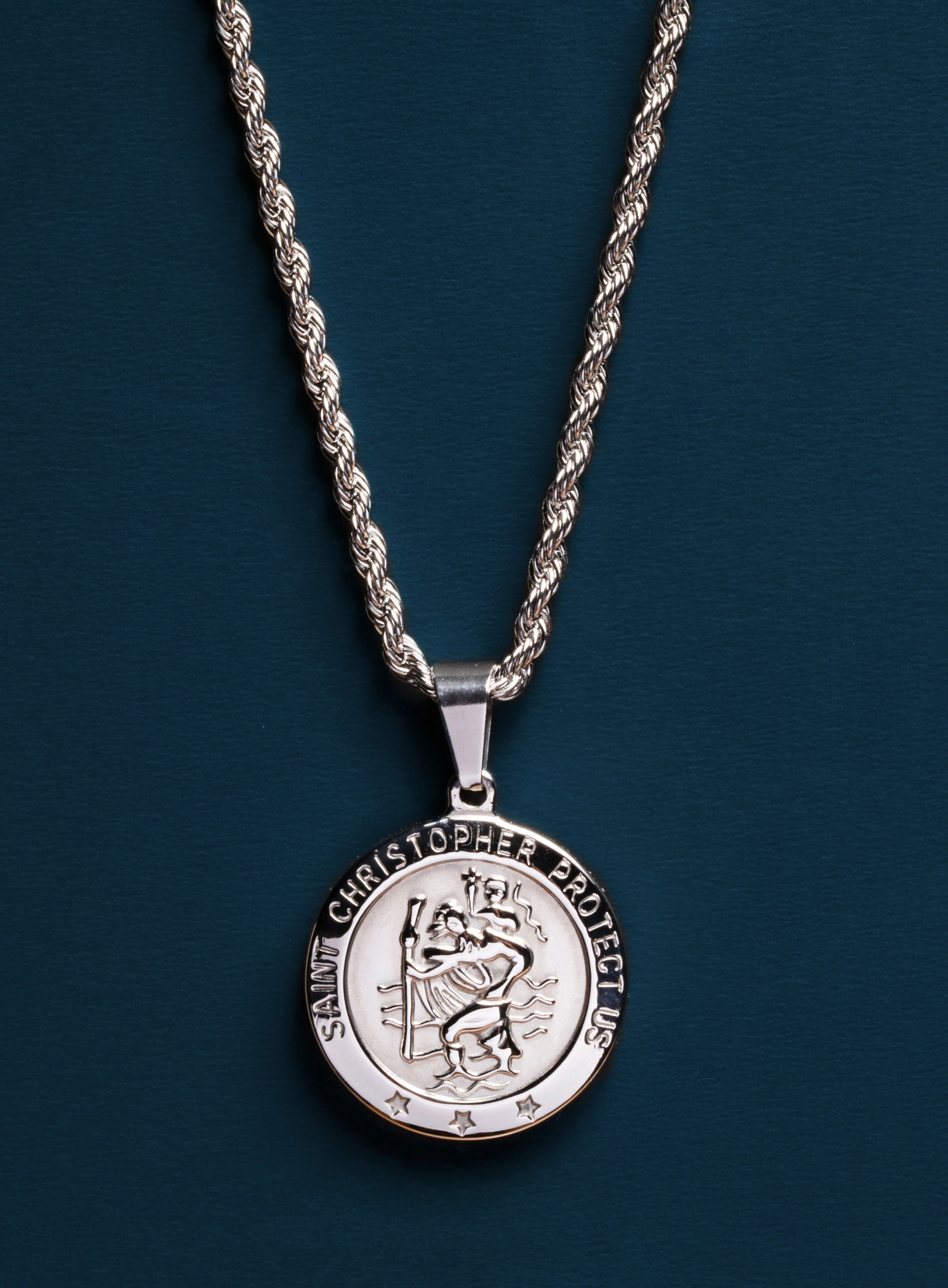 Necklace Set: Silver Rope Chain and St. Christopher Necklace - Image 7