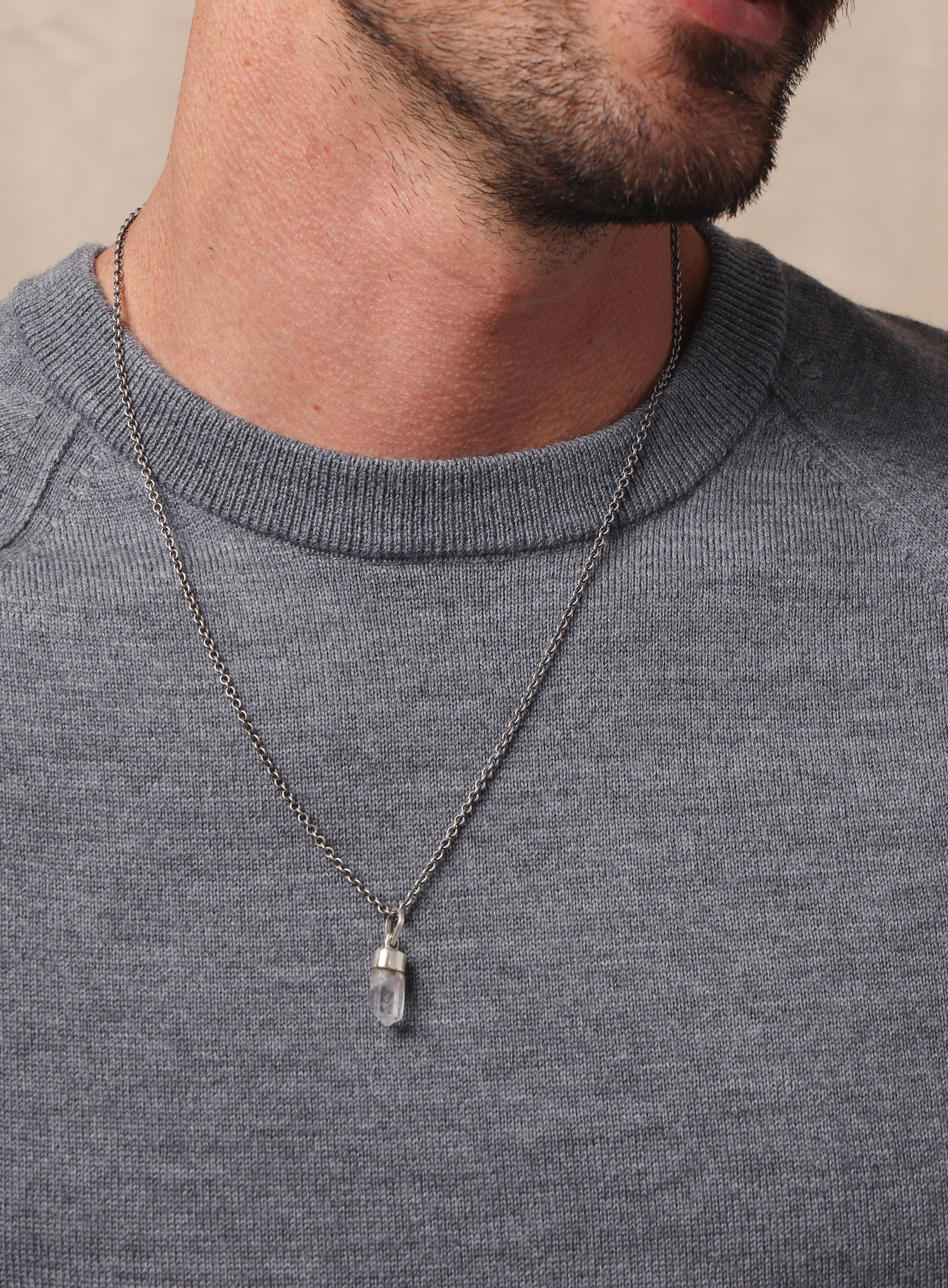 One of a Kind White Topaz on 925 Oxidized Sterling Chain - Image 10