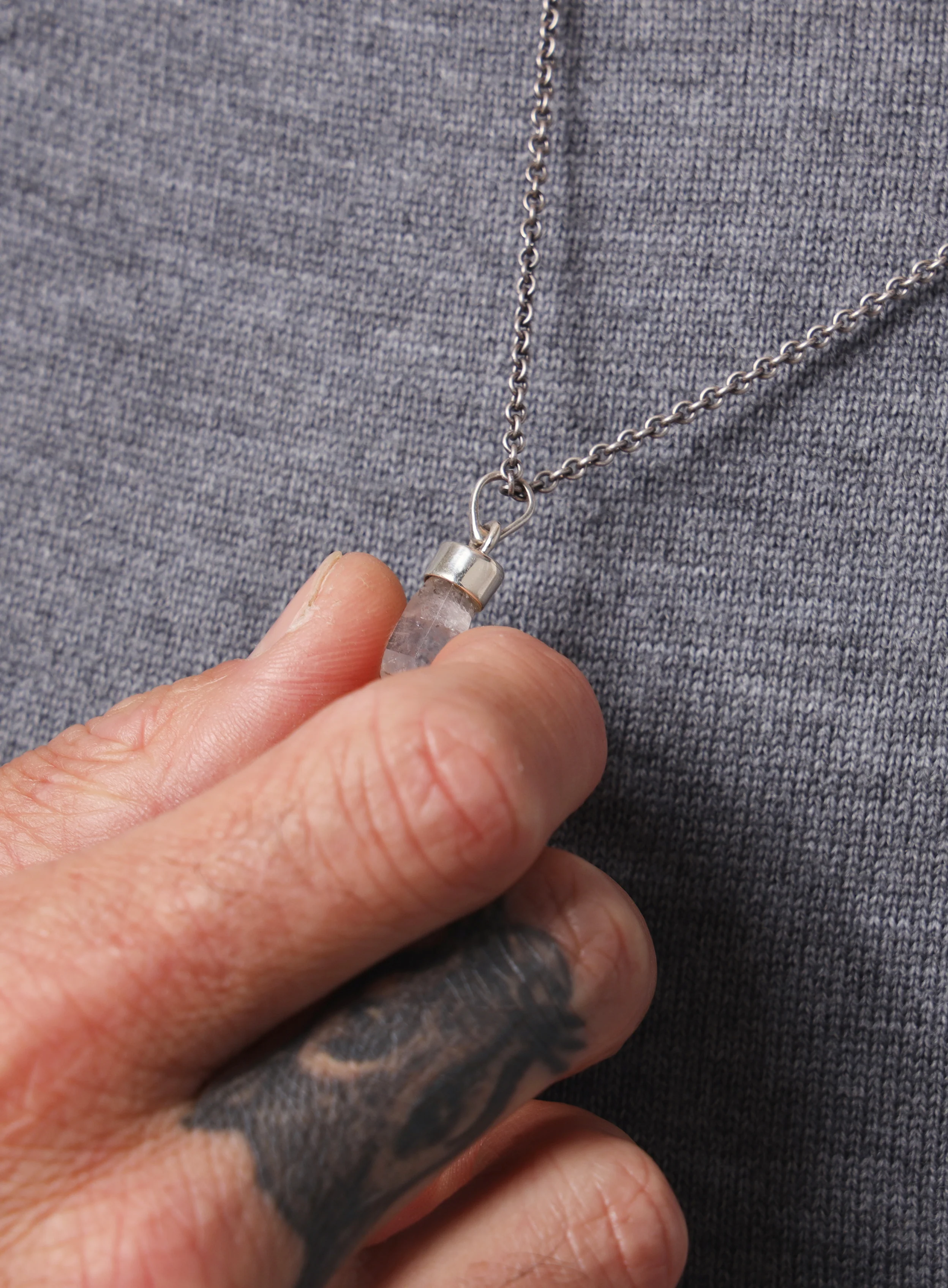 One of a Kind White Topaz on 925 Oxidized Sterling Chain - Image 11