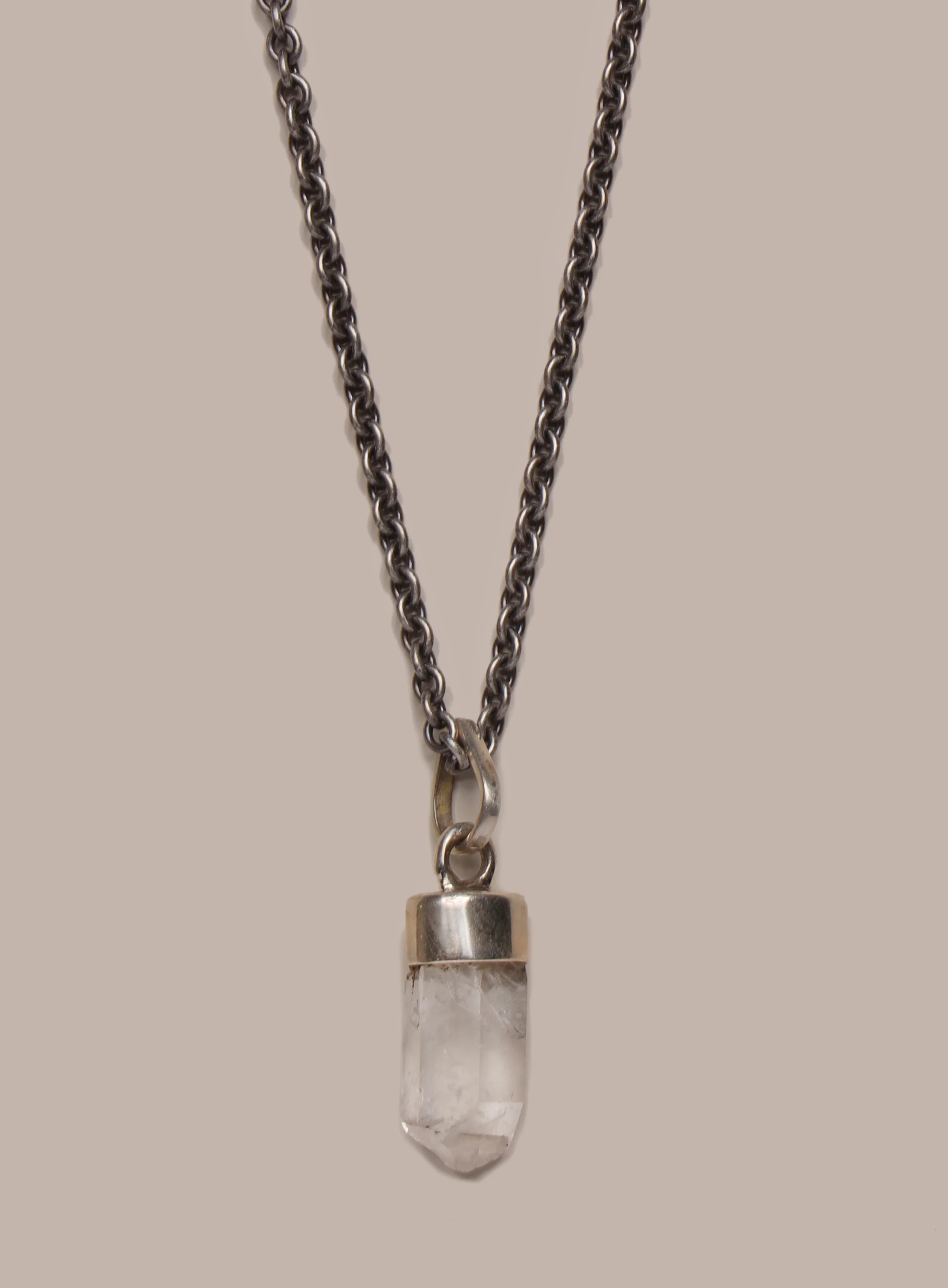One of a Kind White Topaz on 925 Oxidized Sterling Chain - Image 3