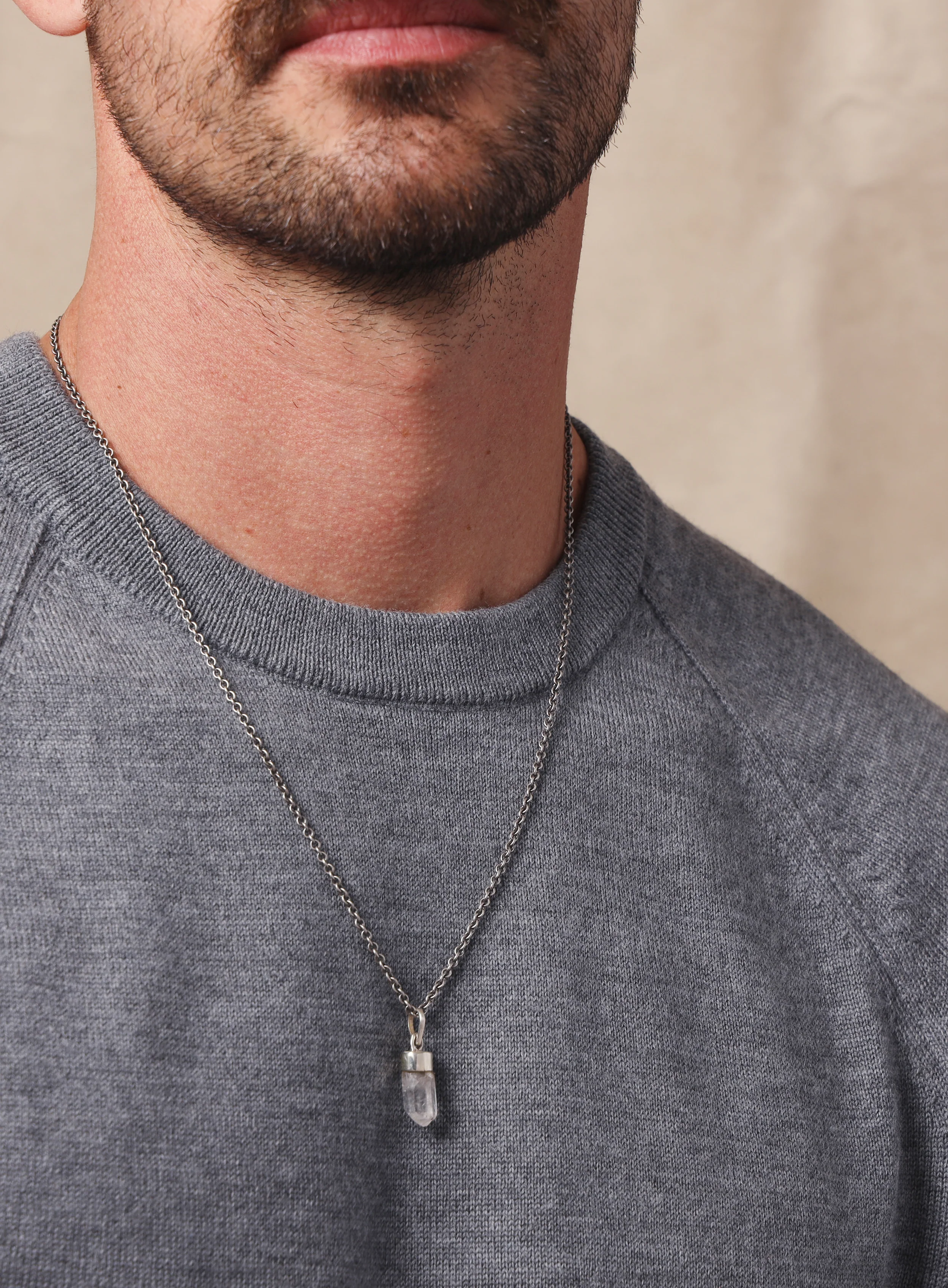 One of a Kind White Topaz on 925 Oxidized Sterling Chain - Image 4