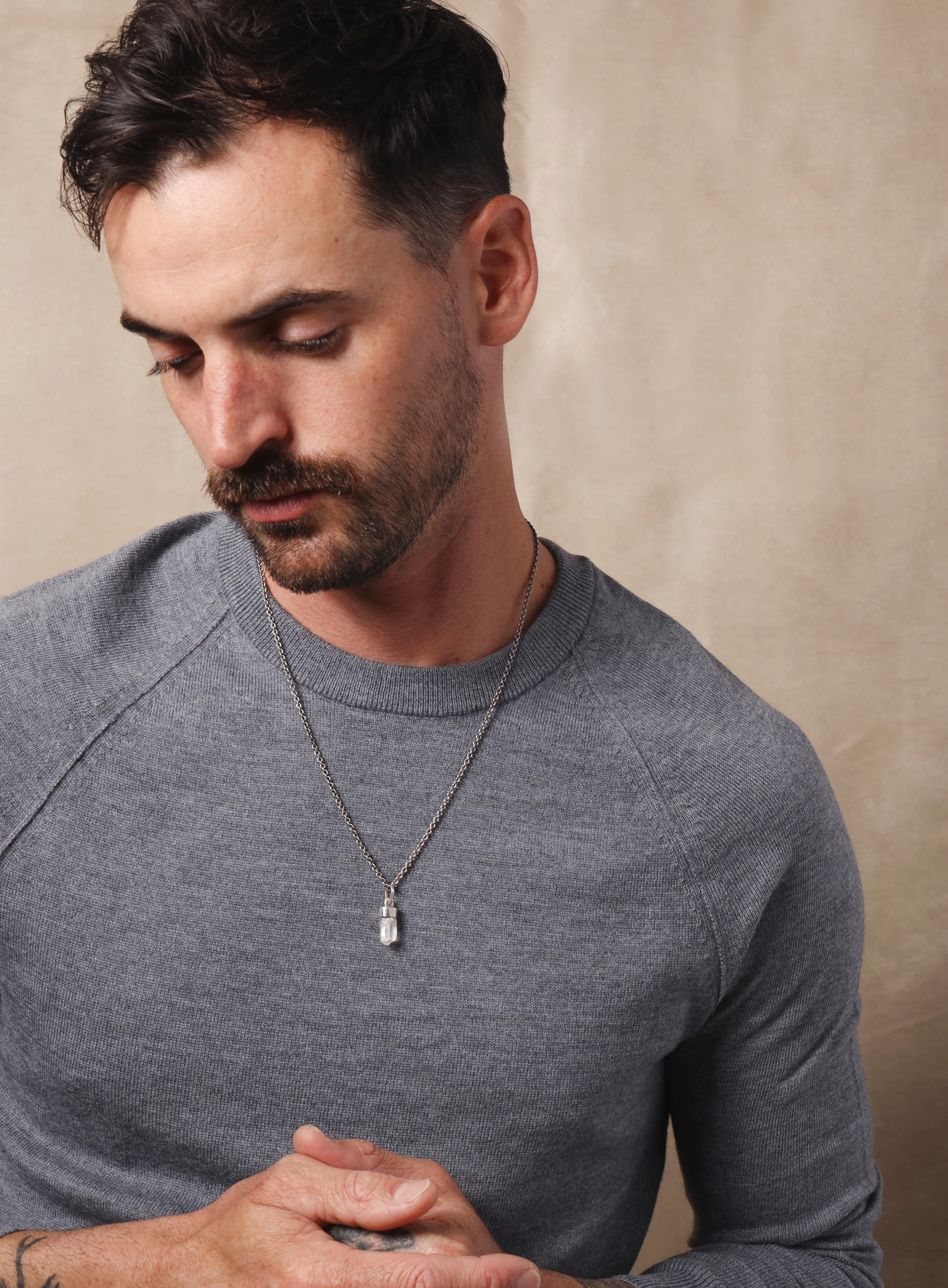 One of a Kind White Topaz on 925 Oxidized Sterling Chain - Image 6