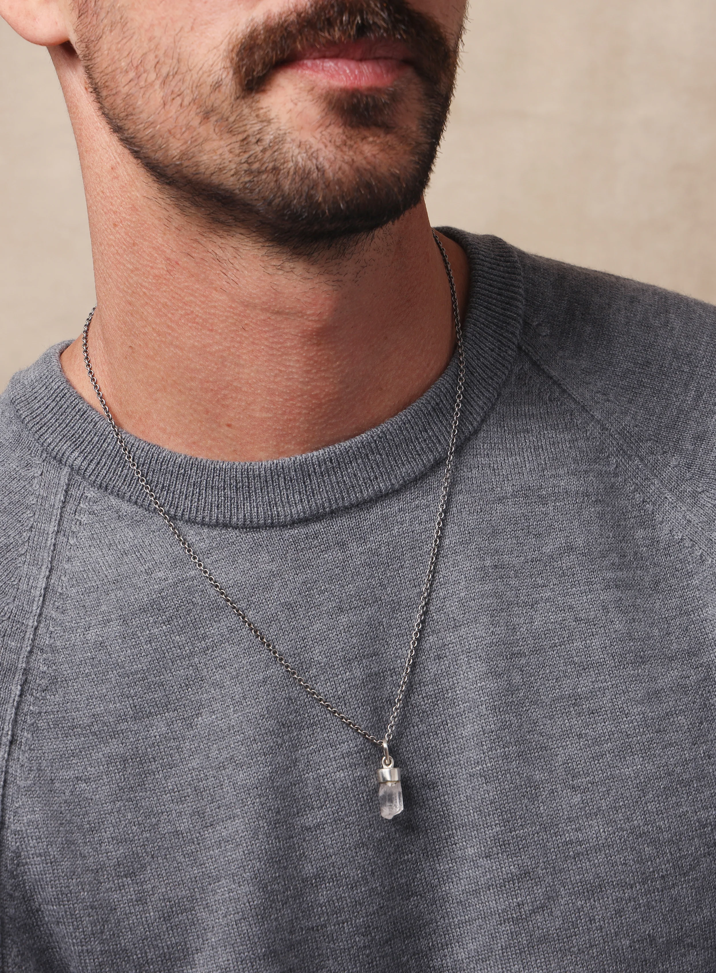 One of a Kind White Topaz on 925 Oxidized Sterling Chain - Image 7