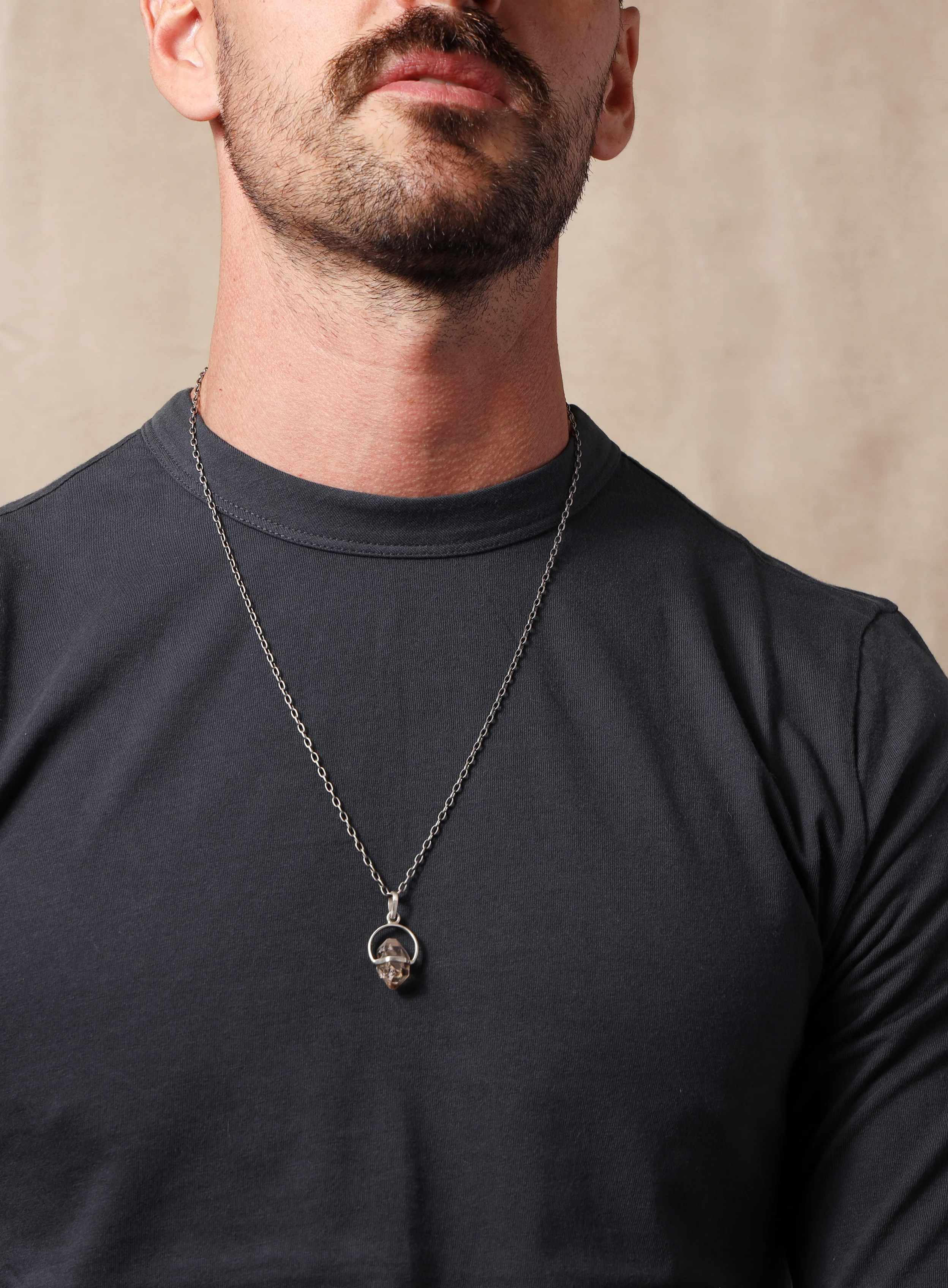 One of a Kind Herkimer Diamond Pendant on 925 Oxidized Sterling Silver Chain - Image 4