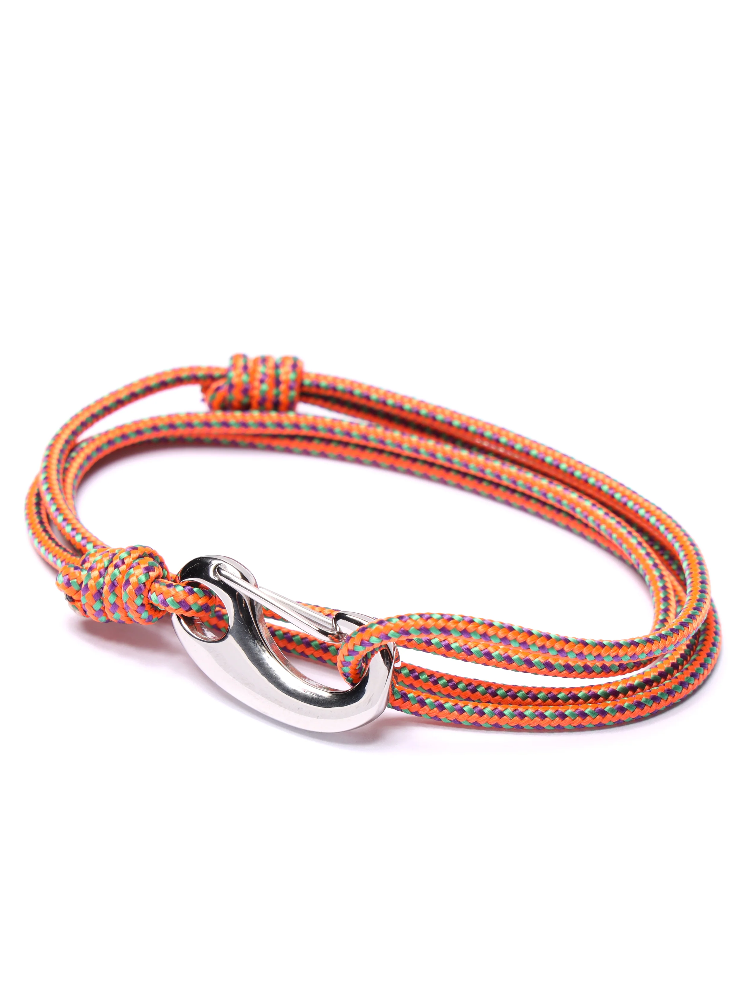 Orange Tactical Cord Bracelet for Men (Silver Clasp - 28S) - Image 3