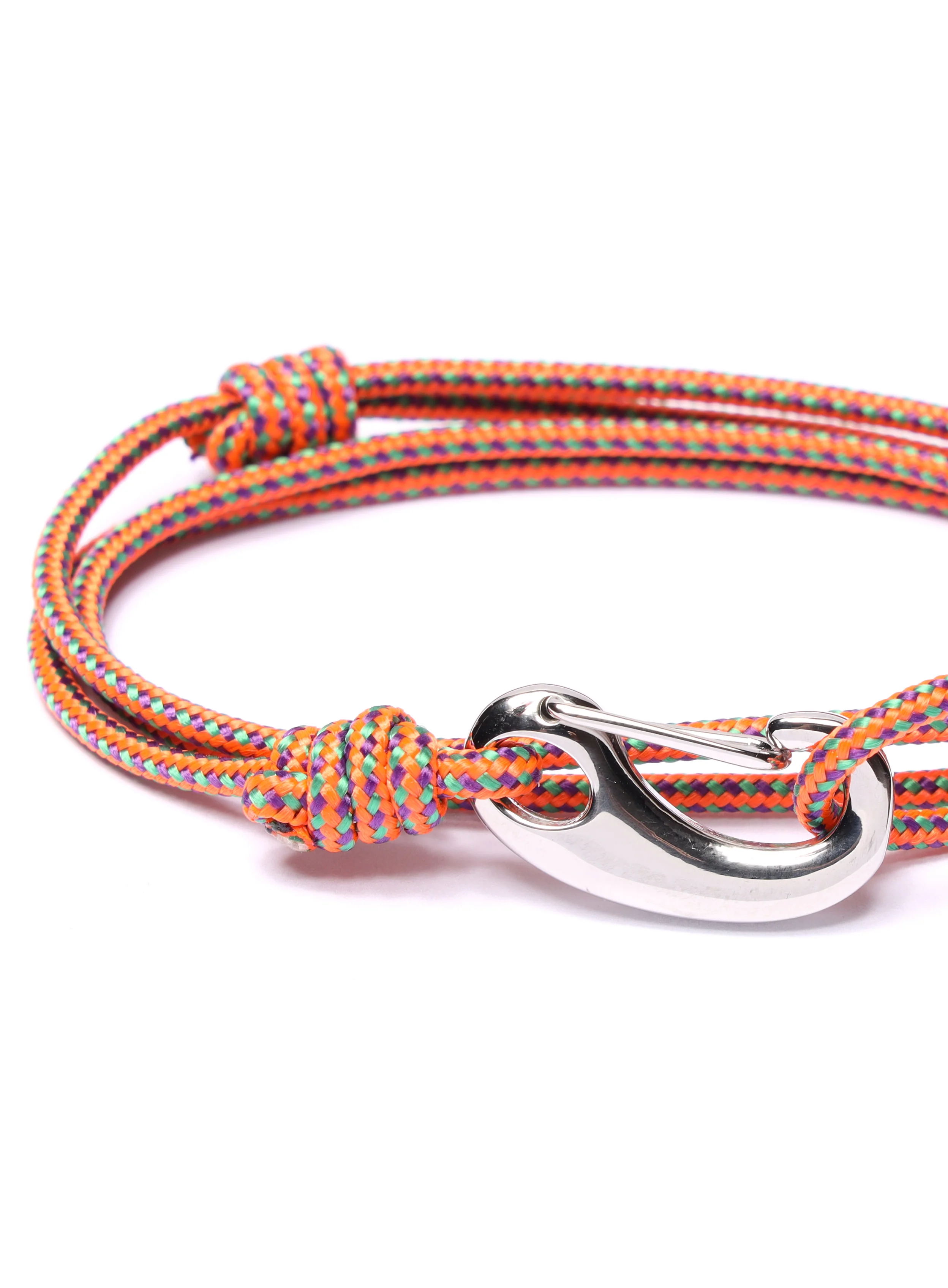 Orange Tactical Cord Bracelet for Men (Silver Clasp - 28S) - Image 5