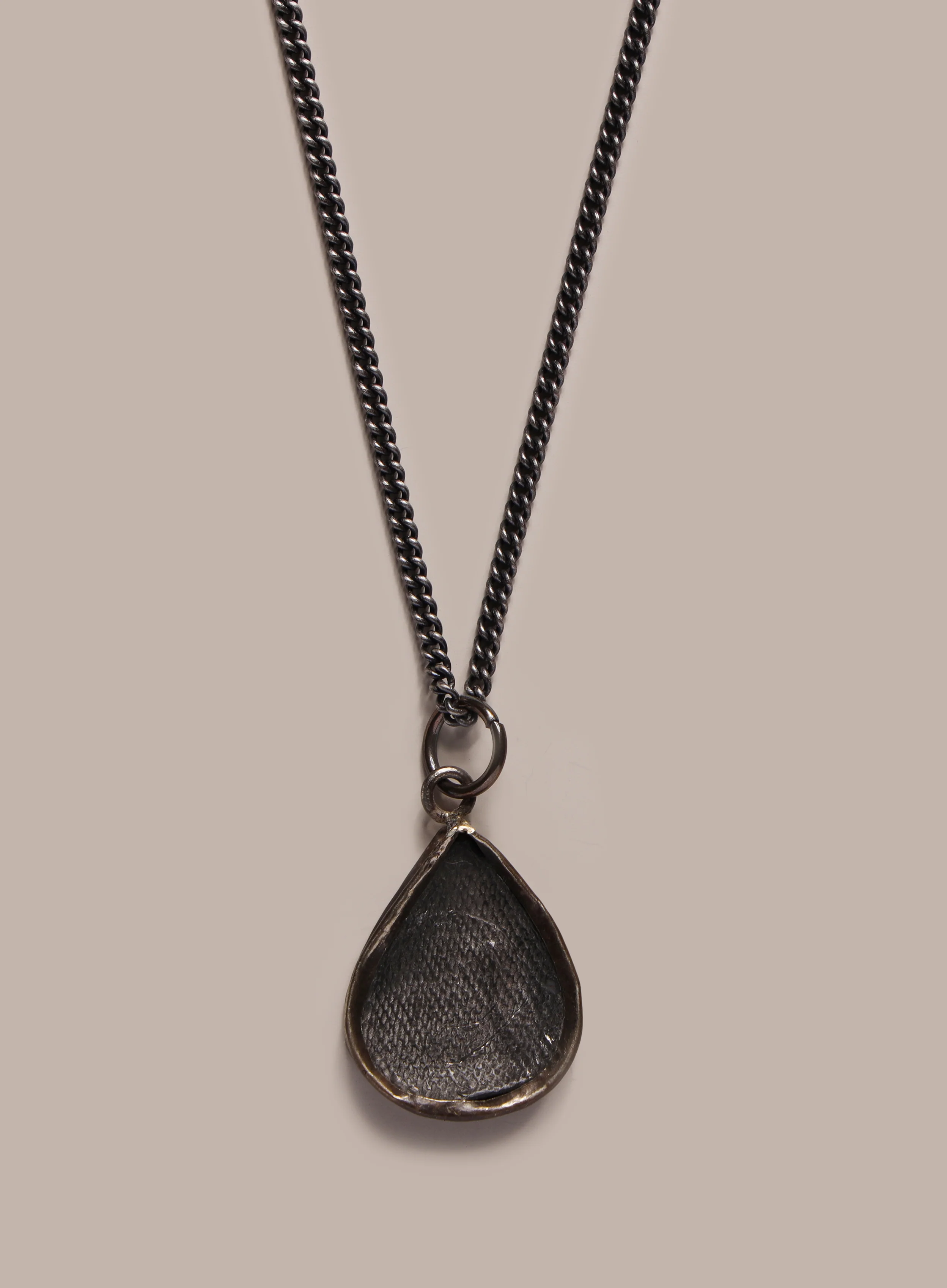 Oxidized Drop Sitting Buddha Pendant on 2mm Curb Chain - Image 3