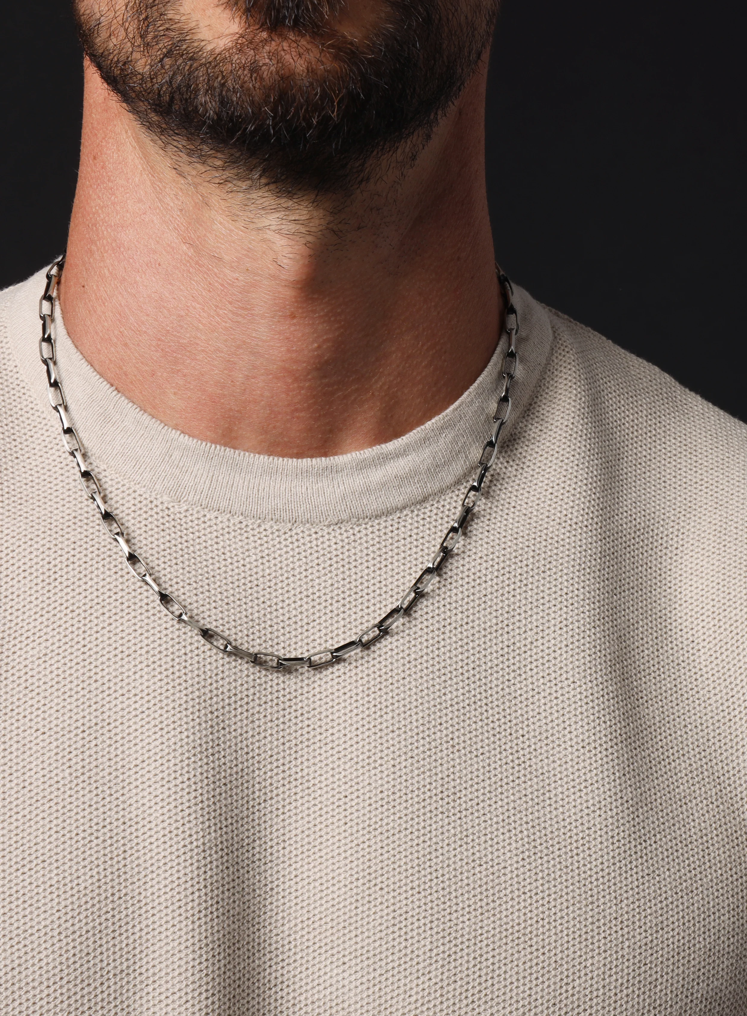 Oxidized Sterling and Titanium Coated Cable Chain Necklace - Image 2