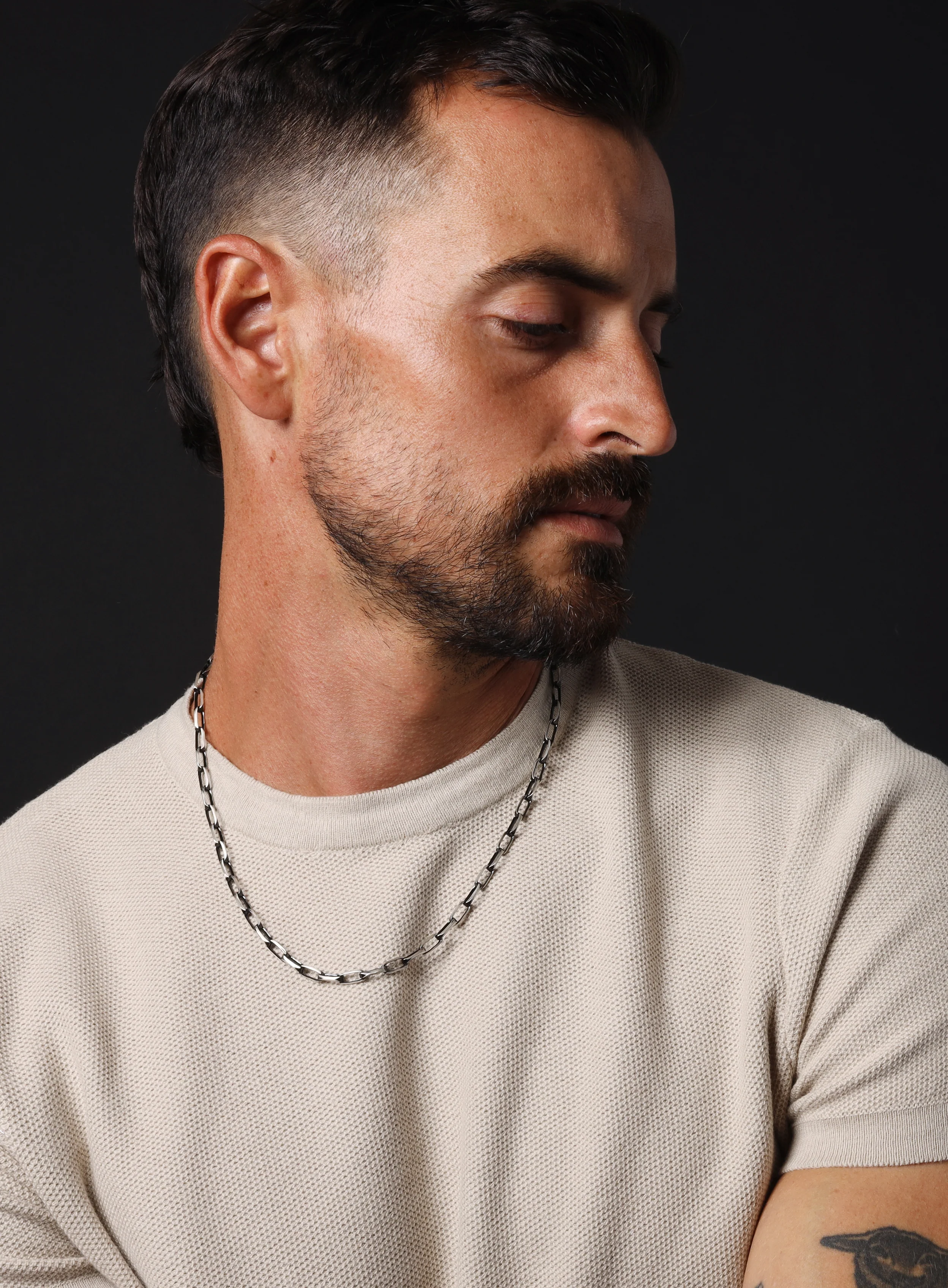 Oxidized Sterling and Titanium Coated Cable Chain Necklace - Image 8