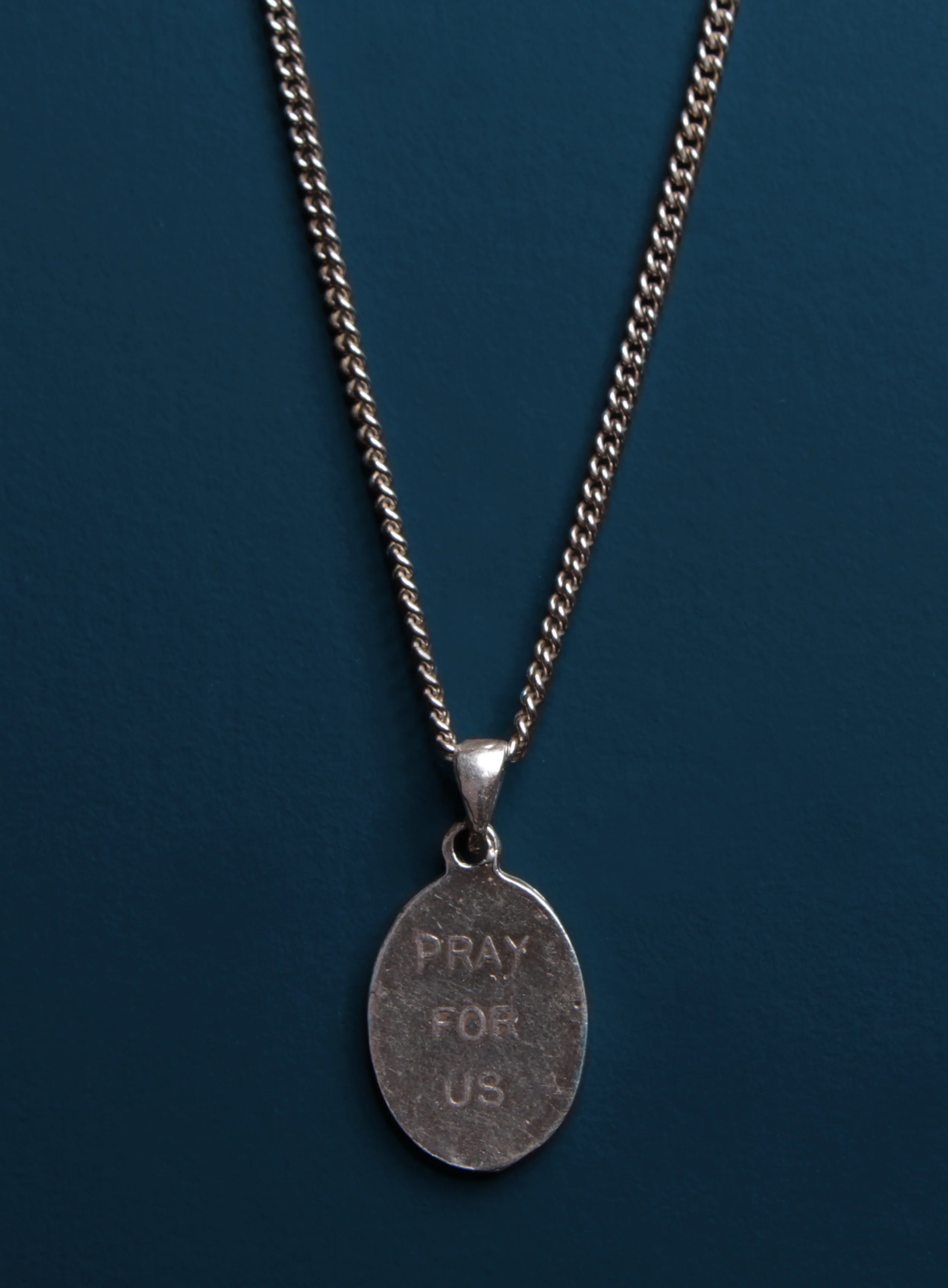 Pray for Us Sterling Silver Medal Necklace for Men - Image 3
