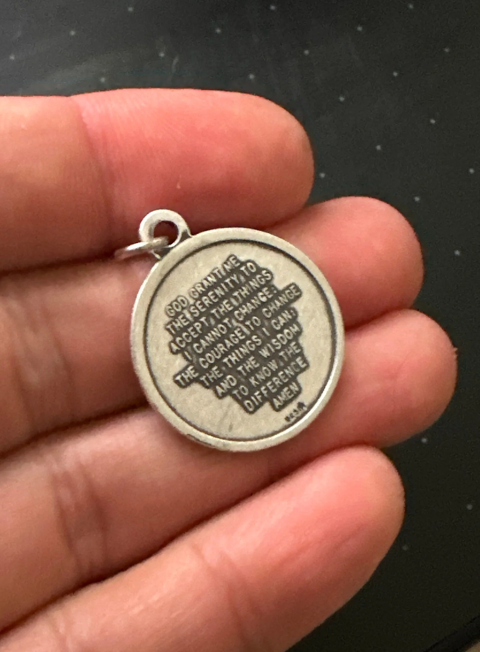 Praying Hands Round Sterling Silver Medal Necklace - Image 9