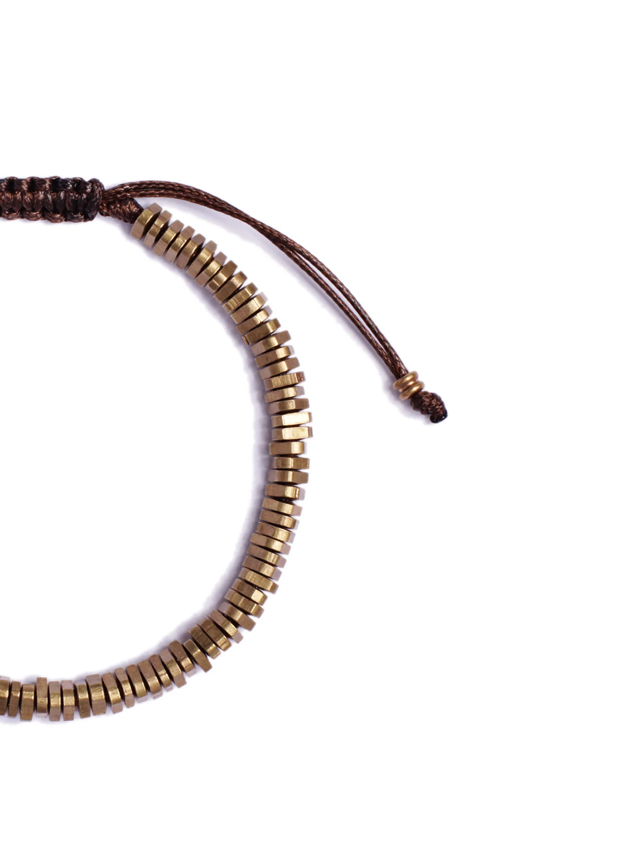 Raw Brass Triangles Beaded Men's Bracelet - Image 4